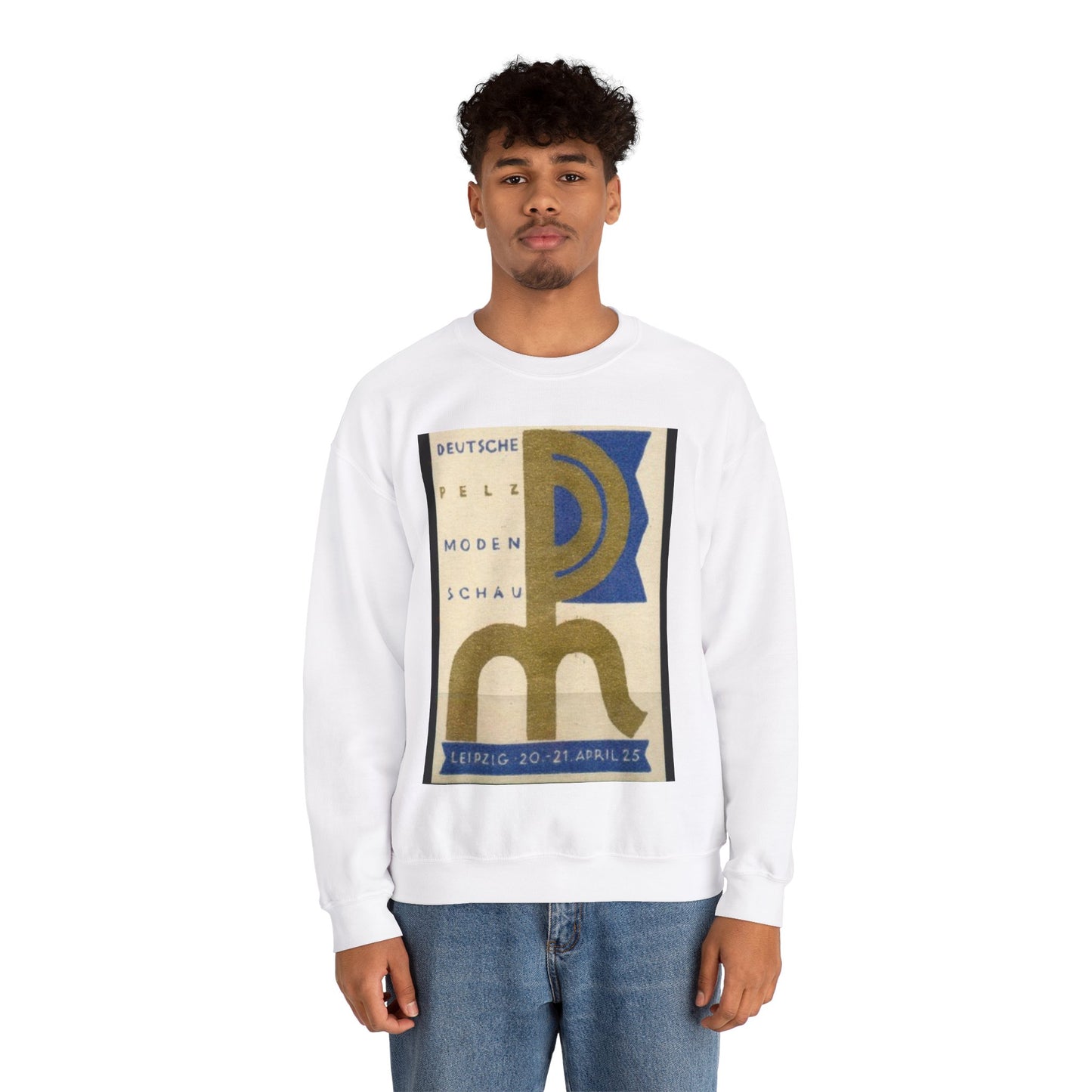 Deutsche Pelzmodenschau Leipzig 20.-21. April 1925, Reklamemarke White Heavy Blend Adult Crew Neck SweatShirt