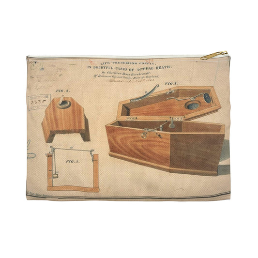 Patent drawing - Drawing for a Life - Preserving Coffin Public domain  image Large Organizer Pouch with Black Zipper