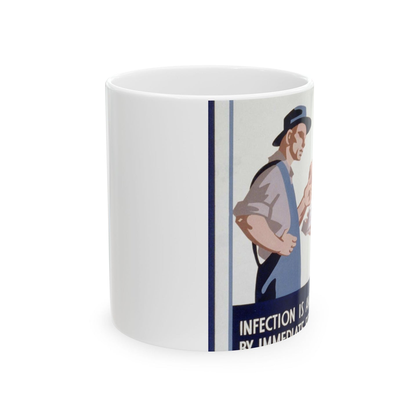 "Just a scratch" But! Infection is avoided by immediate first aid on-the-job! Beautiful Novelty Ceramic Coffee Mug 11oz