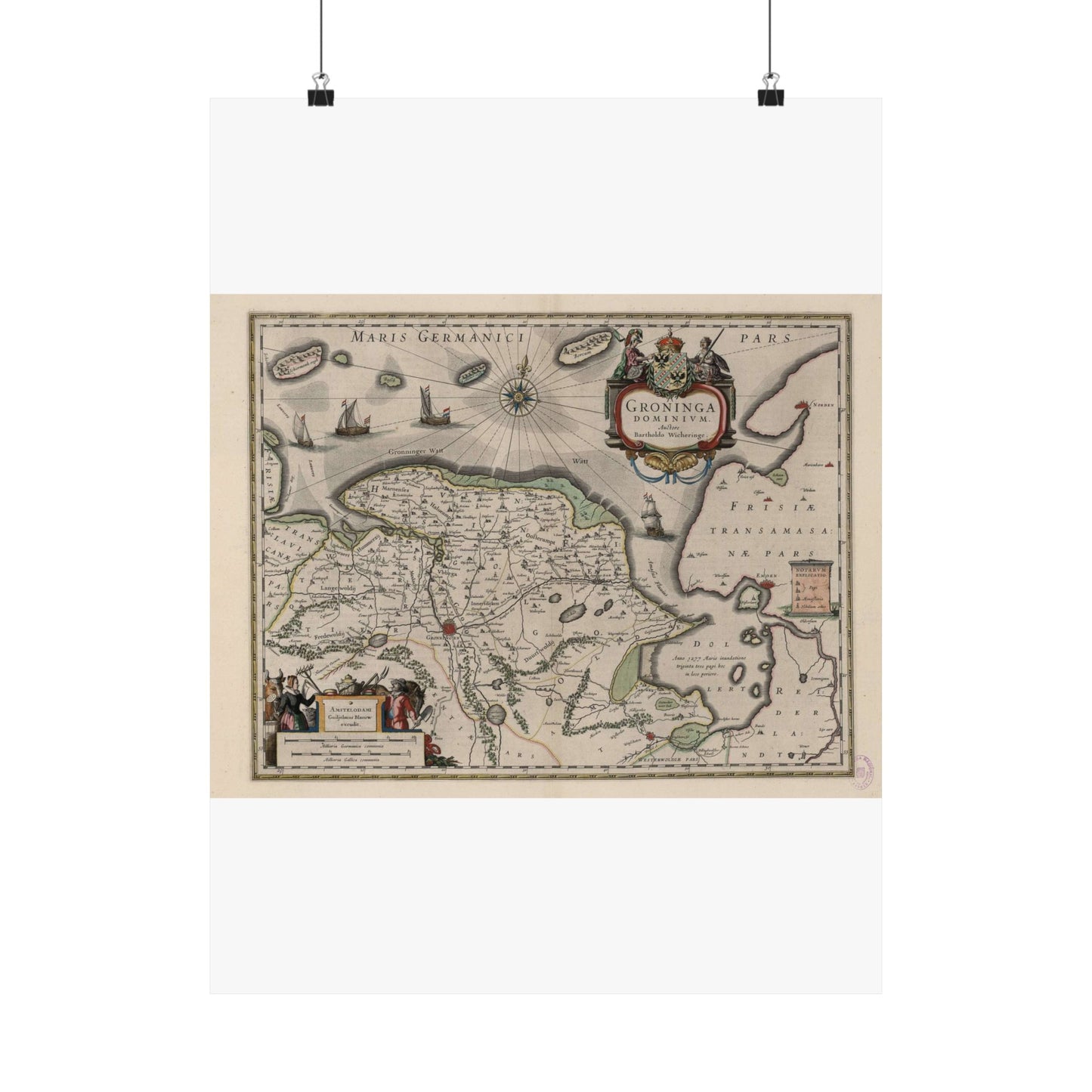 Blaeu 1645 - Groninga Dominium (2nd) High Quality Matte Wall Art Poster for Home, Office, Classroom