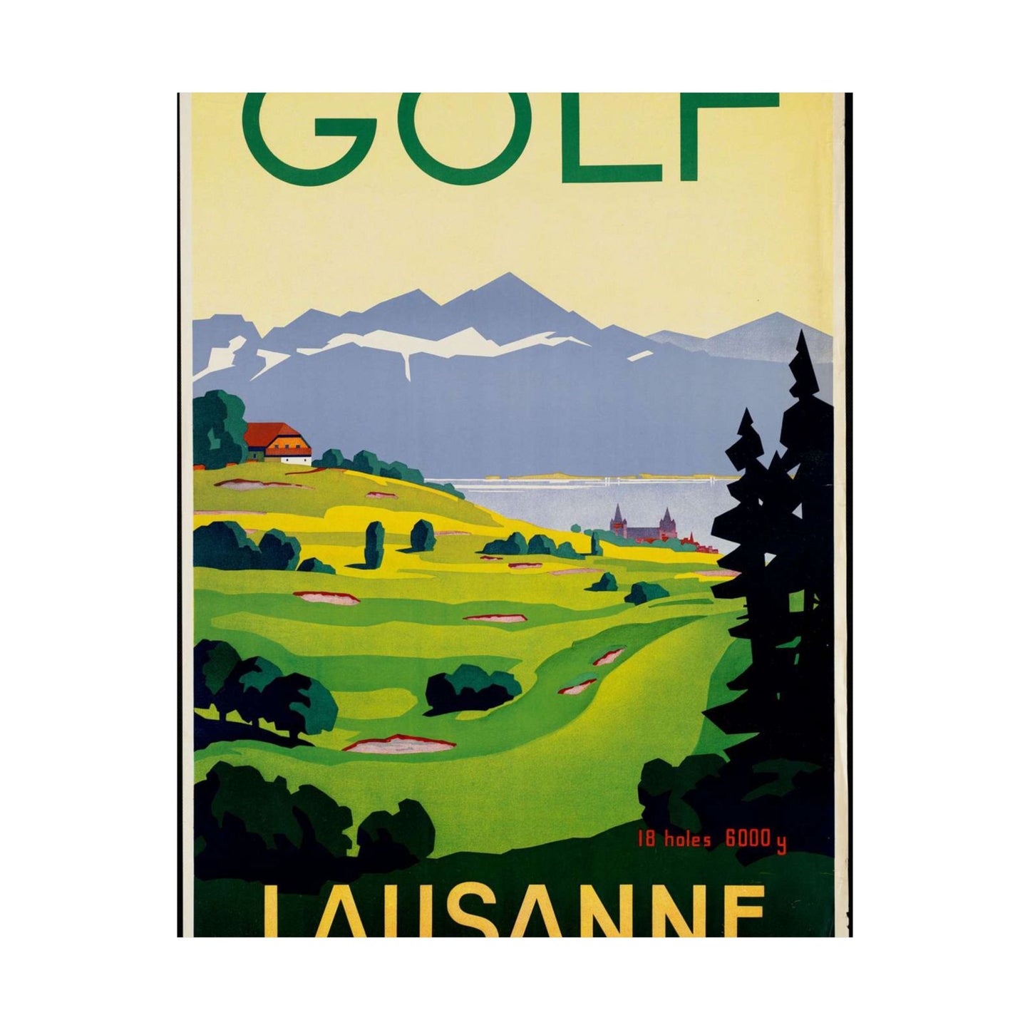 Poster - Golf. Lausanne - Public domain lithograph High Quality Matte Wall Art Poster for Home, Office, Classroom