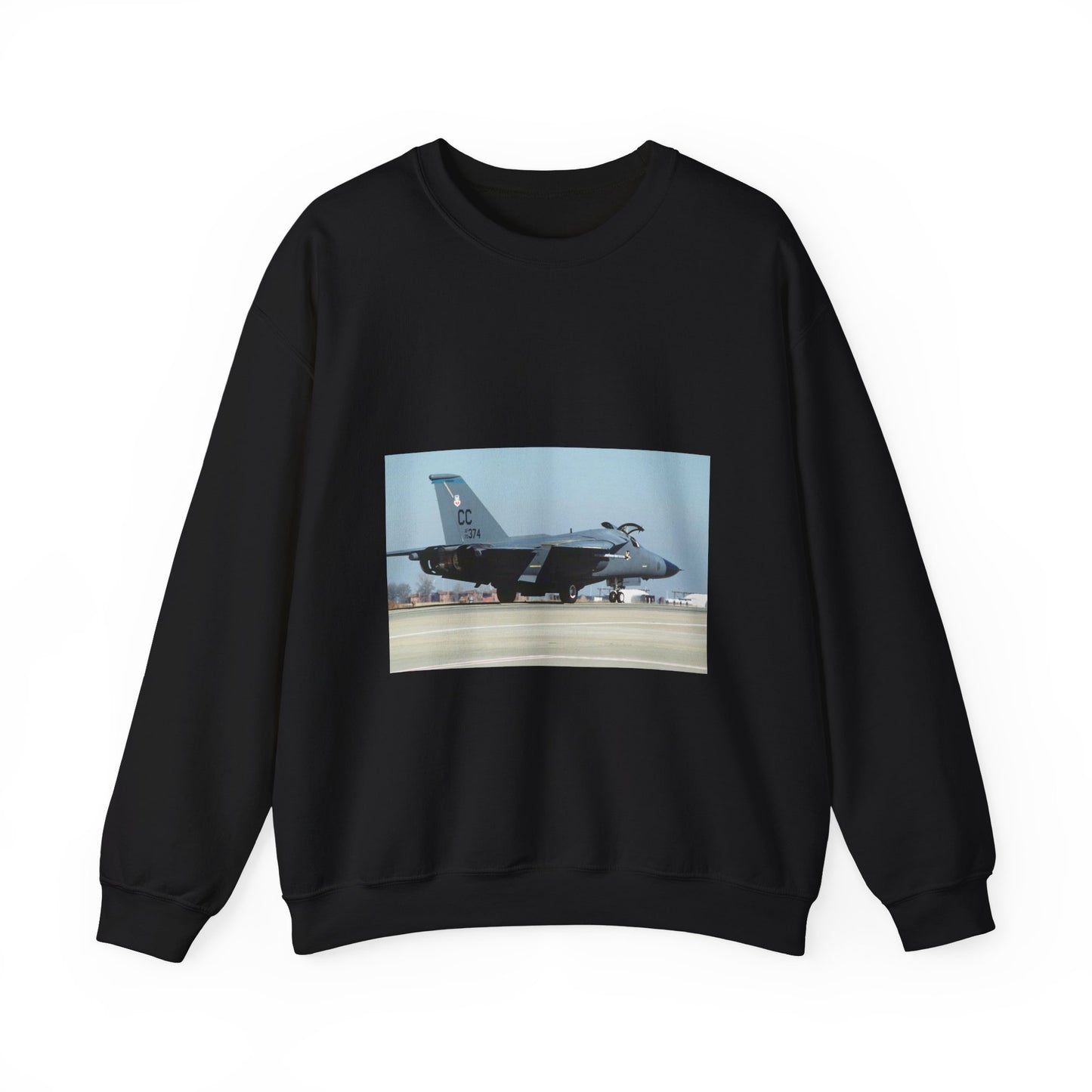 An F-111 from the 523rd Fighter Squadron, 27th Fighter Wing, Cannon Air Force Base, New Mexico taxis out to the runway Black Heavy Blend Adult Crew Neck SweatShirt