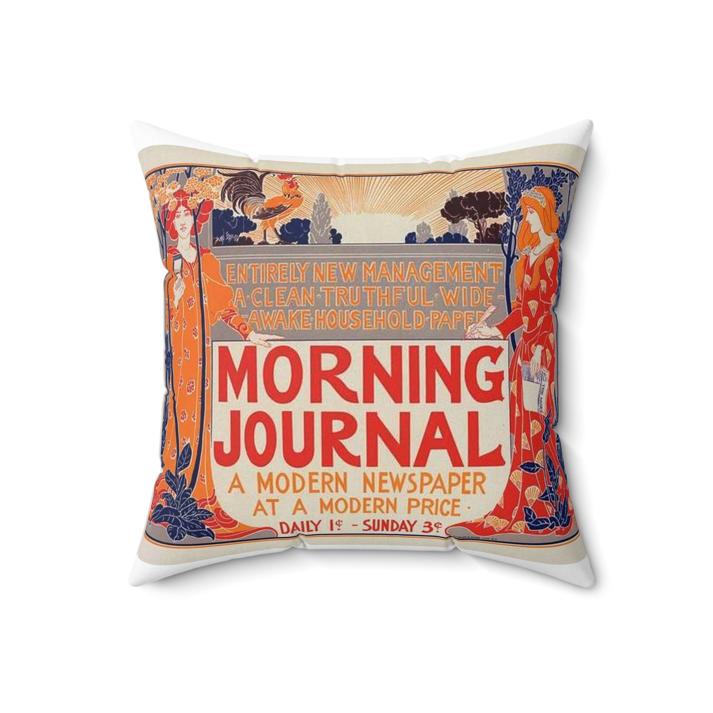 Louis Rhead - Affiche américaine pour le "Morning Journal". Decorative Accent Square Pillow