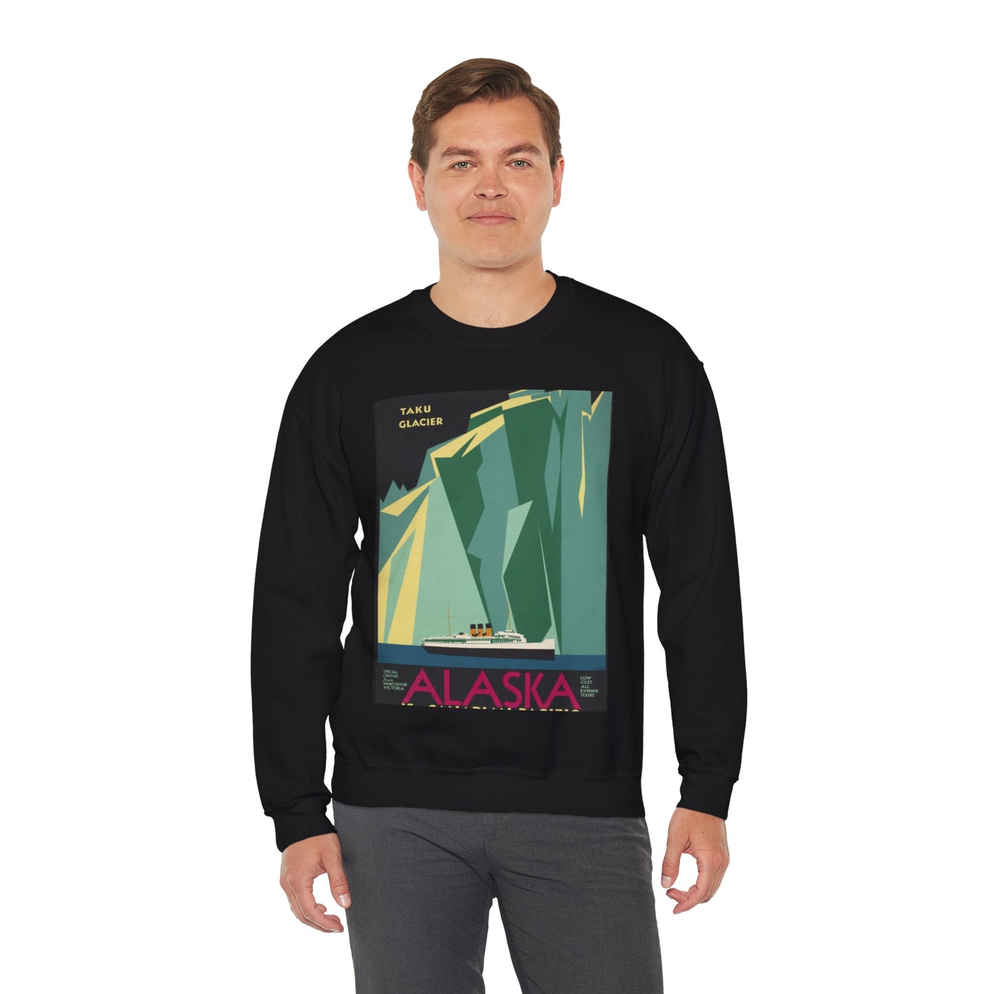 Alaska. Vintage Travel Poster., Art Deco Poster Black Heavy Blend Adult Crew Neck SweatShirt