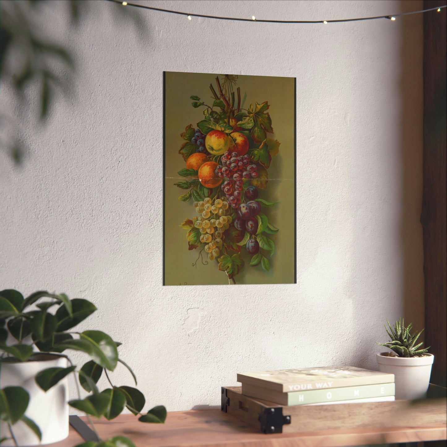 Apples, Plums & grapes, no. 8266 High Quality Matte Wall Art Poster for Home, Office, Classroom