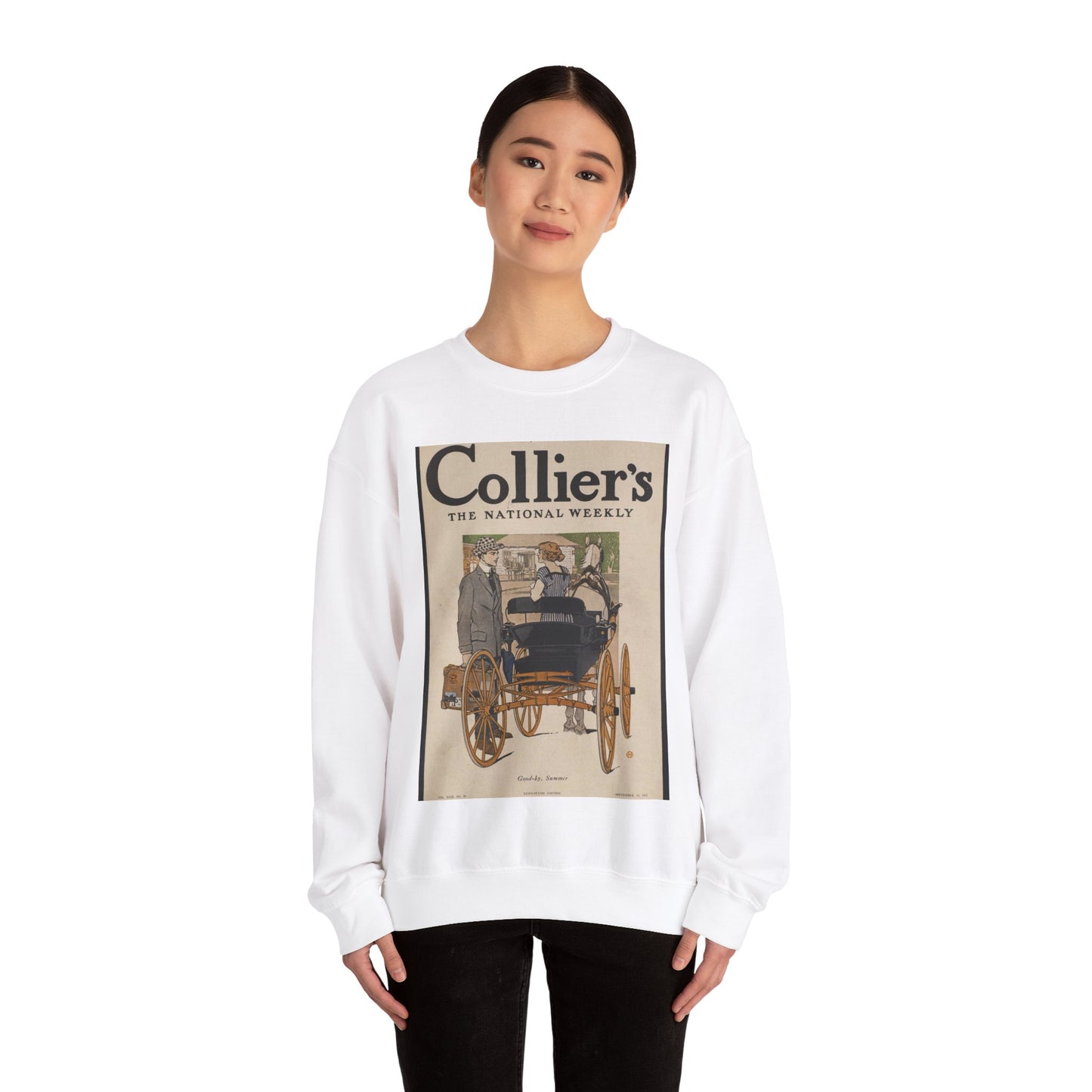 Collier's, the national weekly. Good-by, summer. White Heavy Blend Adult Crew Neck SweatShirt