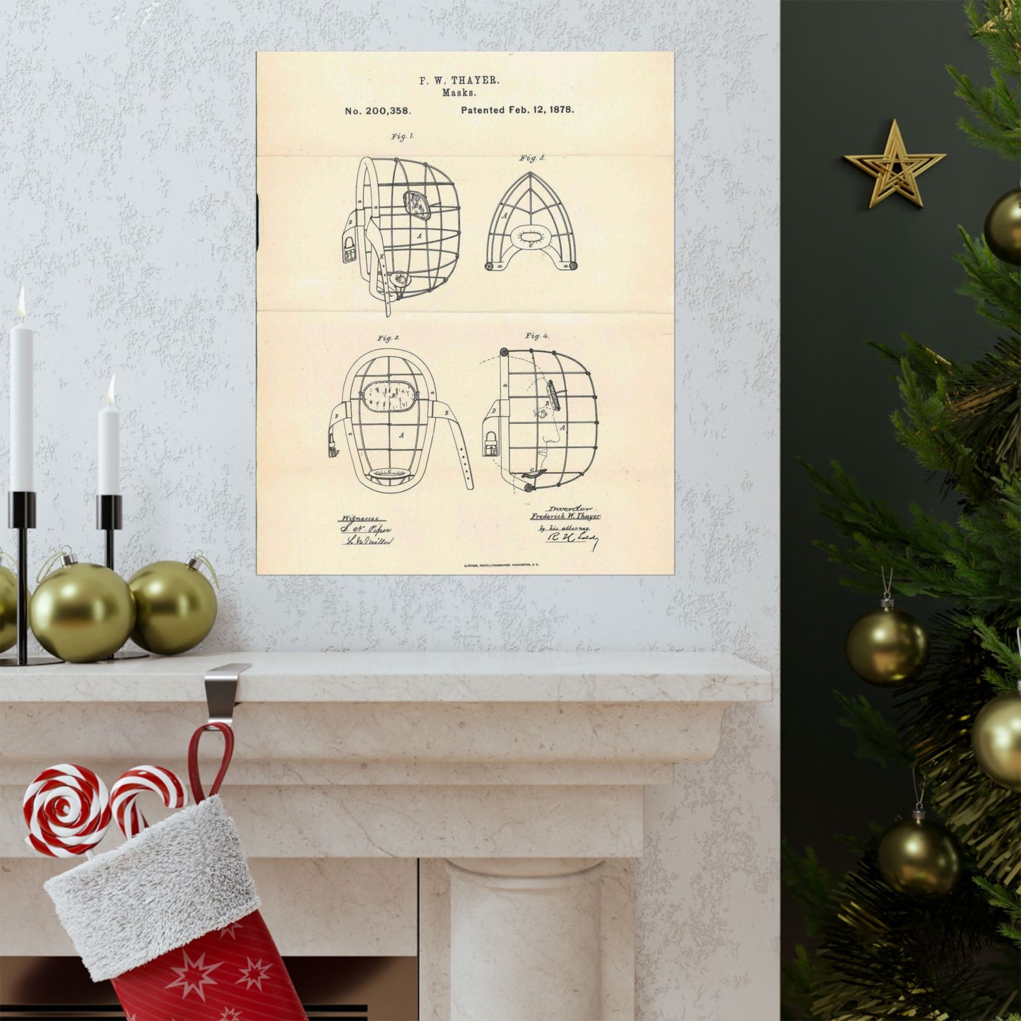 Patent Case File No. 200,358, Improvement in Masks, Inventor Frederick W. Thayer - DPLA - 7786b11b8abf0875f64205aeedc6d9c3 (page 11) High Quality Matte Wall Art Poster for Home, Office, Classroom