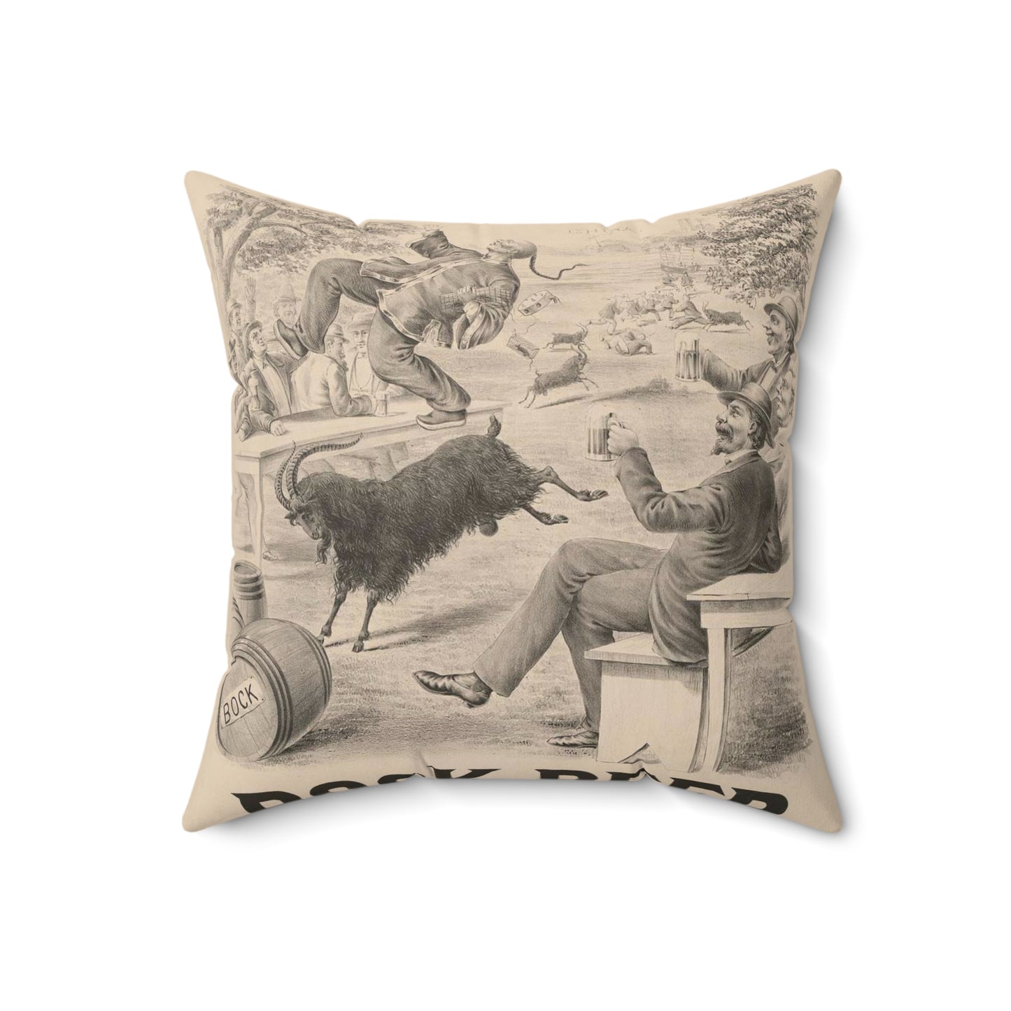 Bock beer - Print, Library of Congress collection Decorative Accent Square Pillow