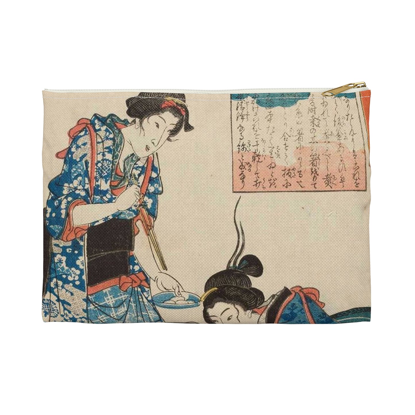 Utagawa Hiroshige I - Kobiety zajęte kokonami jedwabników; rycina z cyklu Kaiko (hodowla jedwabników) Large Organizer Pouch with Black Zipper
