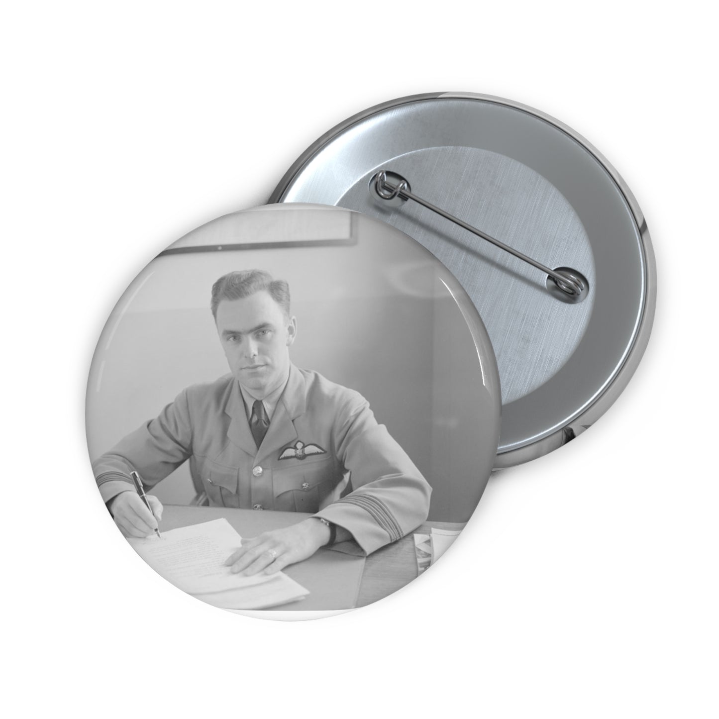 Unidentified Man, about 1940-1944 Pin Buttons with Crisp Design