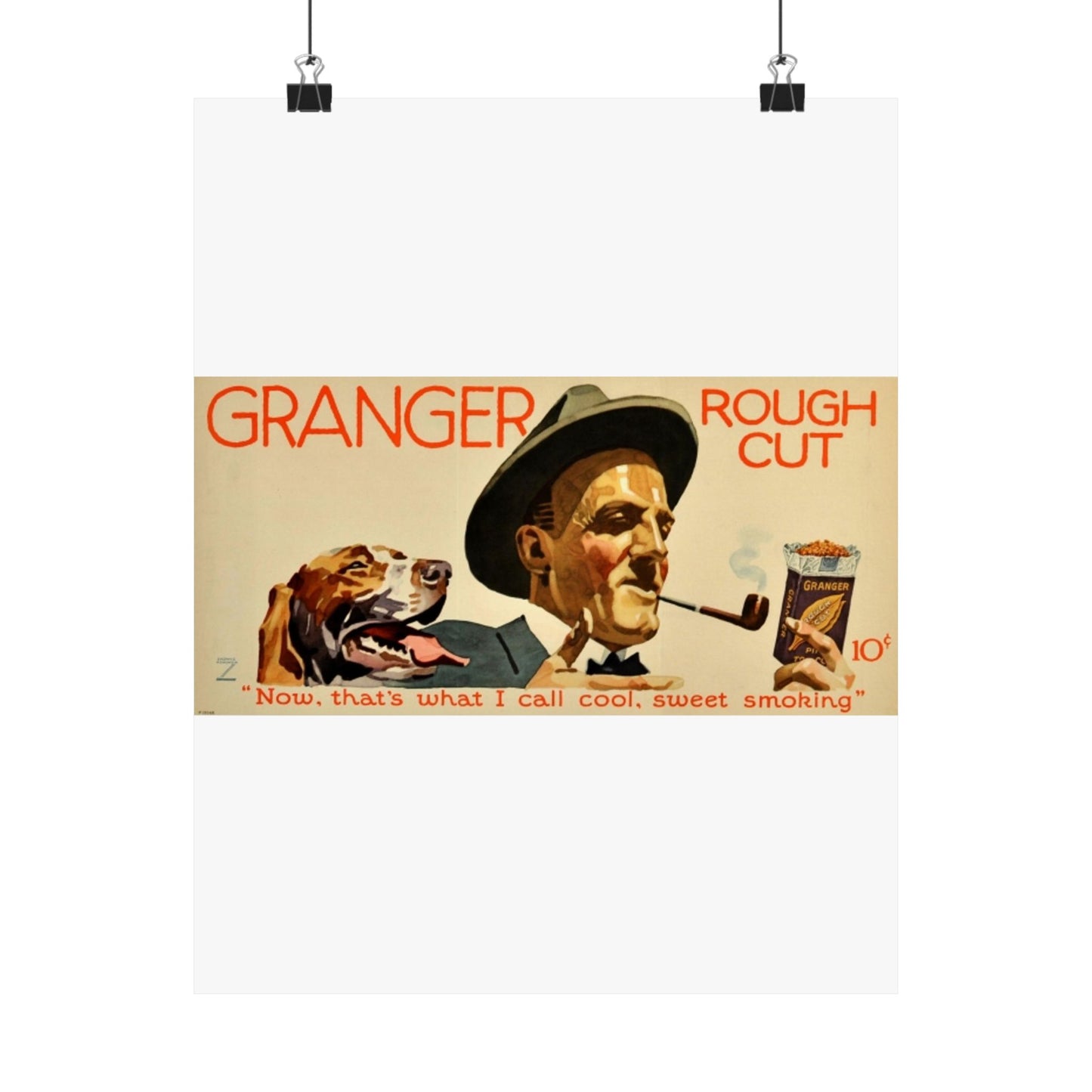 Granger Rough Cut. „Now, that's what I call cool, sweet smoking“, 1923, poster 1 High Quality Matte Wall Art Poster for Home, Office, Classroom