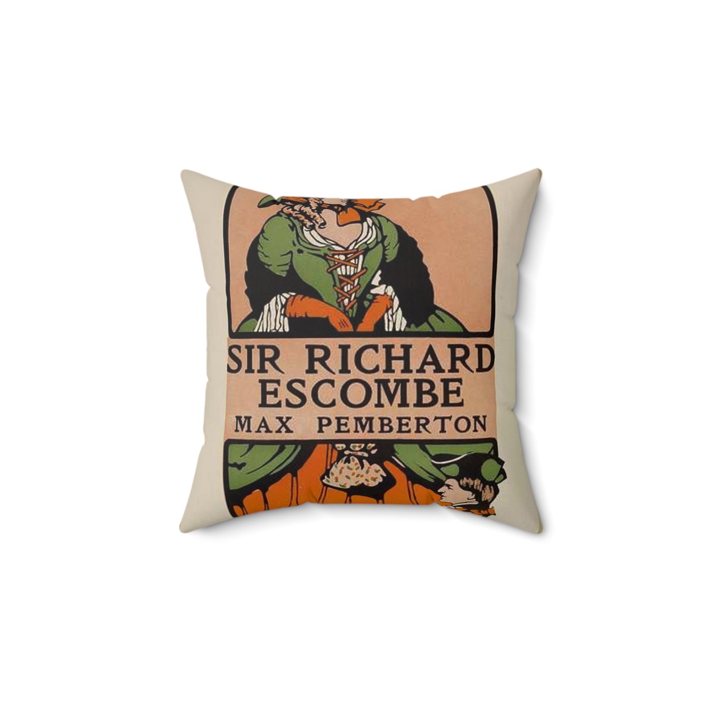 Sir Richard Escombe. - Drawing. Public domain image. Decorative Accent Square Pillow