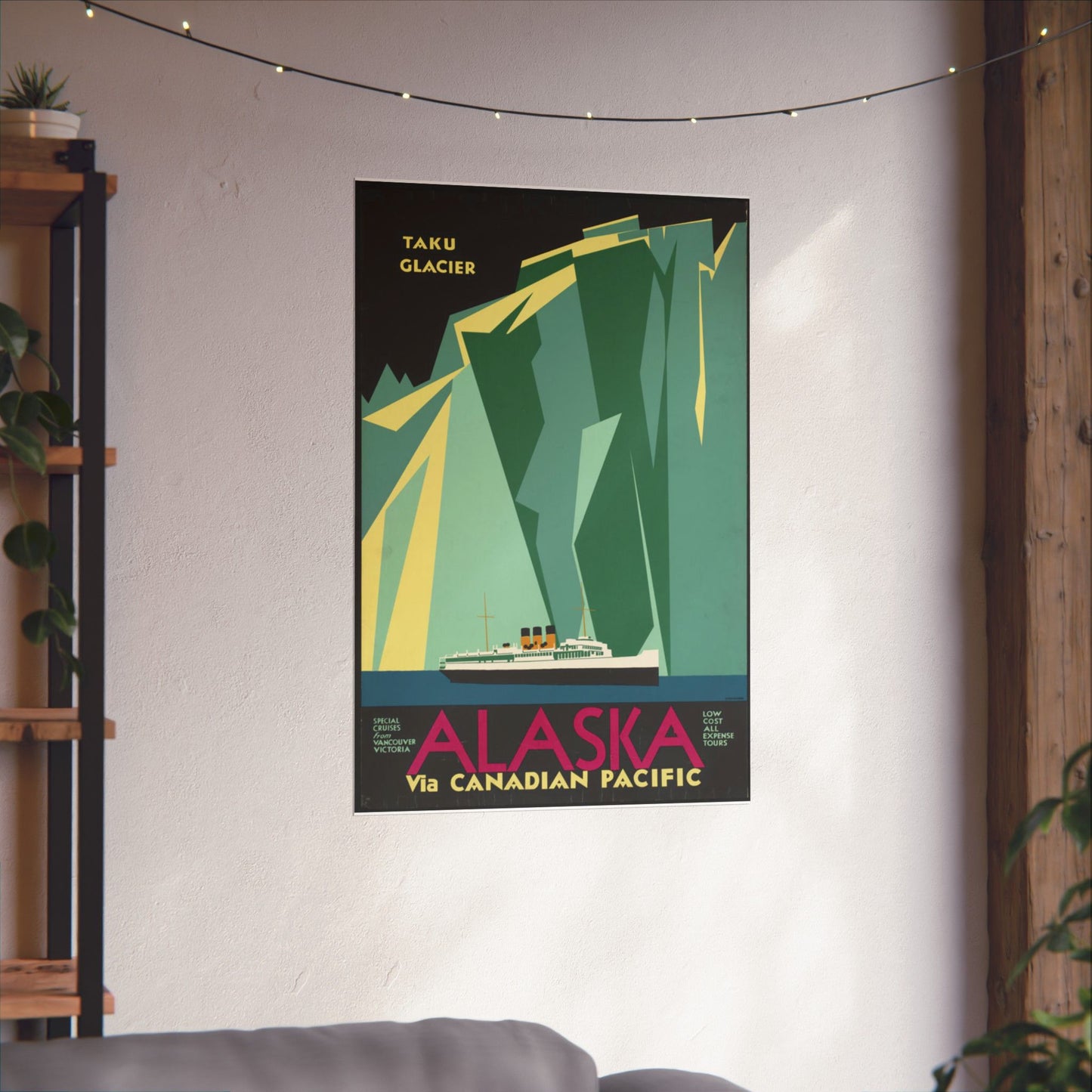 Alaska. Vintage Travel Poster., Art Deco Poster High Quality Matte Wall Art Poster for Home, Office, Classroom