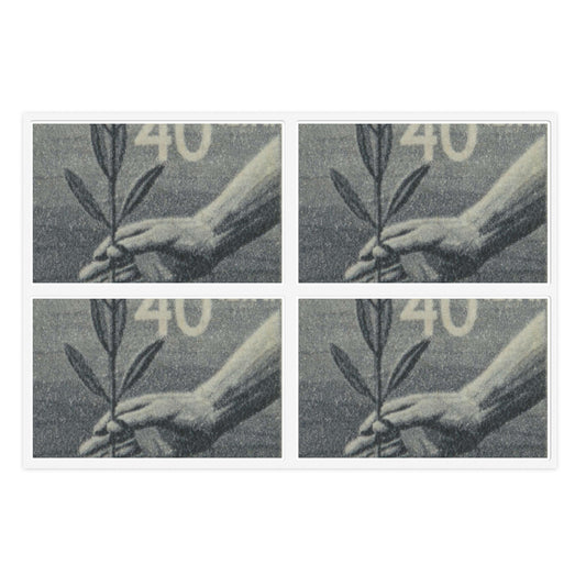 Frimärke ur Gösta Bodmans filatelistiska motivsamling, påbörjad 1950.Frimärke från Italien, 1945. Motiv av plantering. Laminated UV Protective Vinyl Stickers