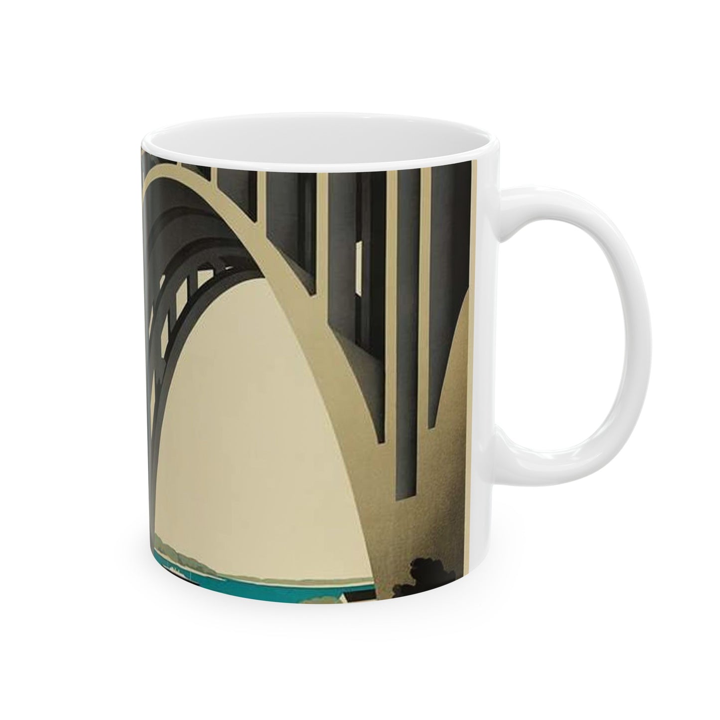 Sven Henriksen - Lillebæltsbroen (1935), Art Deco Poster Beautiful Novelty Ceramic Coffee Mug 11oz