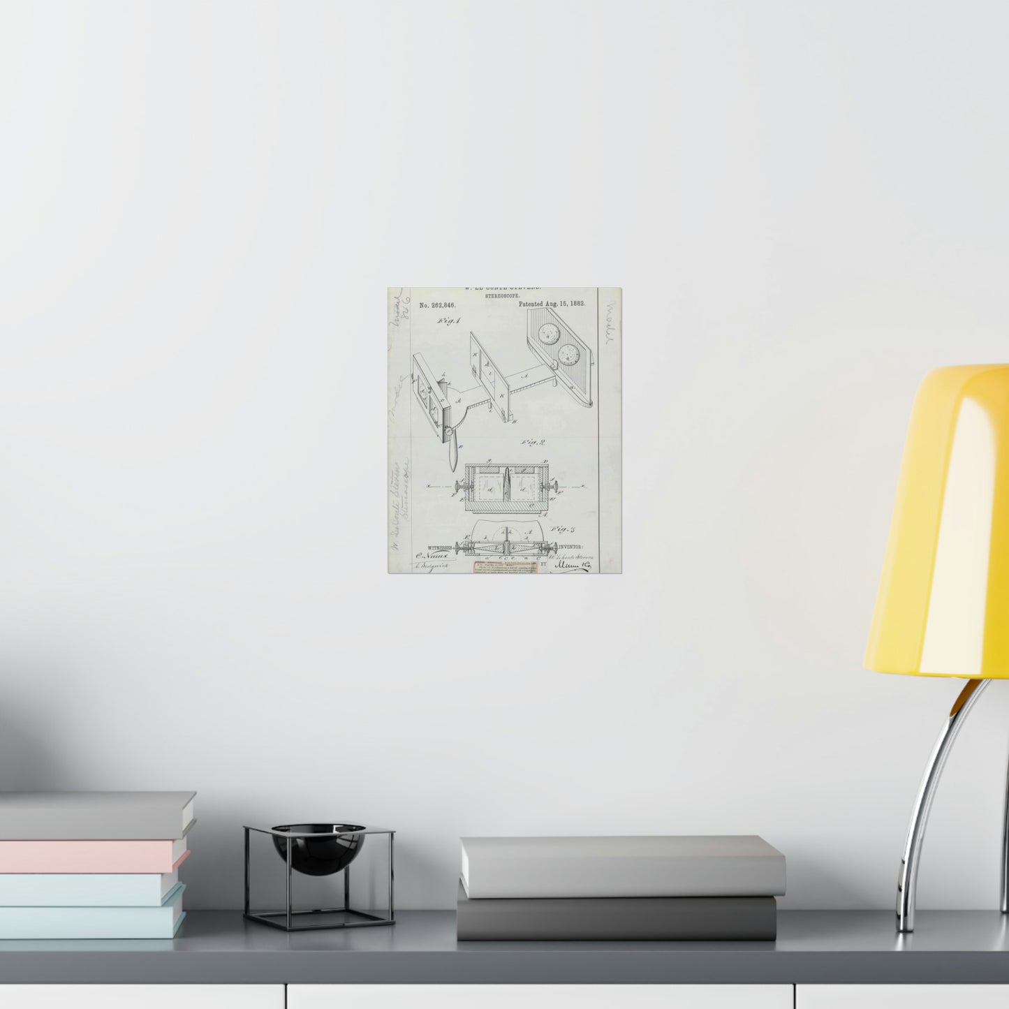 Patent drawing - for W. Le Conte Stevens' Stereoscope Public domain  image High Quality Matte Wall Art Poster for Home, Office, Classroom