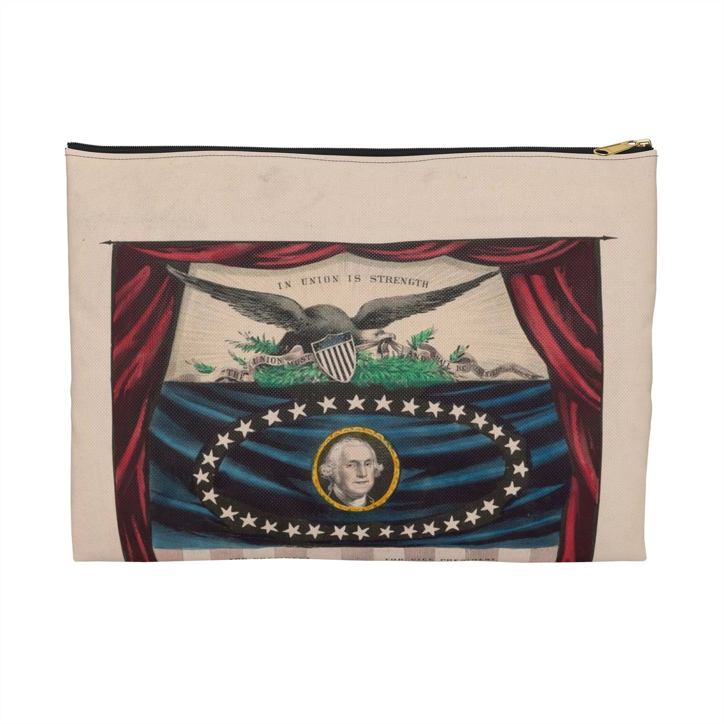 Grand, national, democratic banner - press onward - portraits from daguerreotype / lith. & pub. by N. Currier. Large Organizer Pouch with Black Zipper