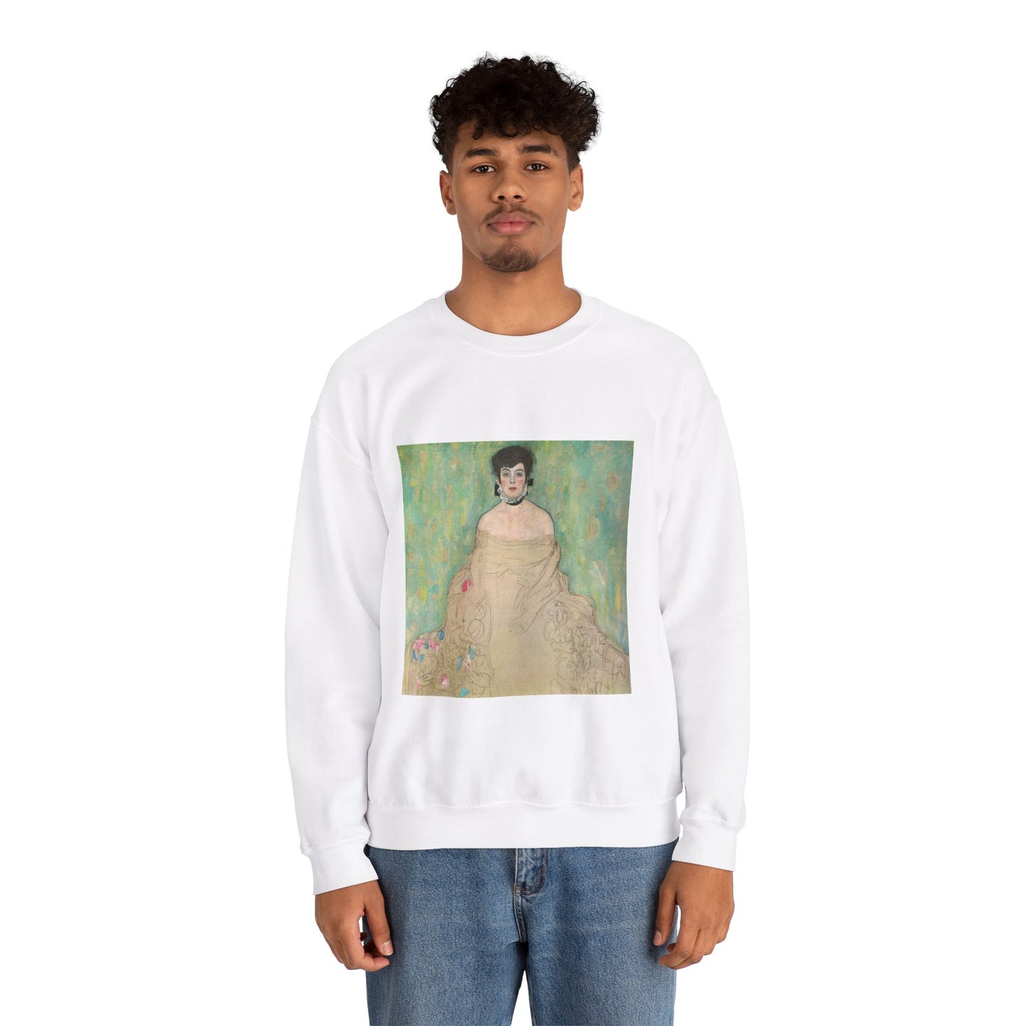 Gustav Klimt - Portrait of Amalie Zuckerkandl - Belvedere 7700 White Heavy Blend Adult Crew Neck SweatShirt