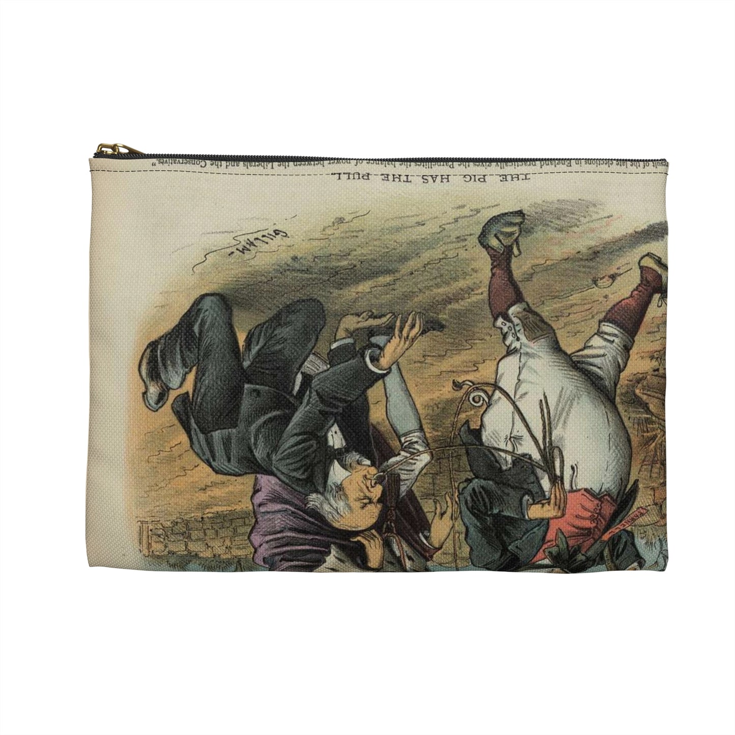 The pig has the pull / Gillam. - Drawing. Public domain image. Large Organizer Pouch with Black Zipper