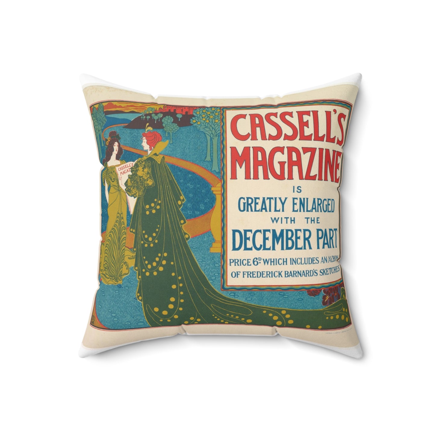 Louis Rhead - Cassell's Magazine: December Decorative Accent Square Pillow