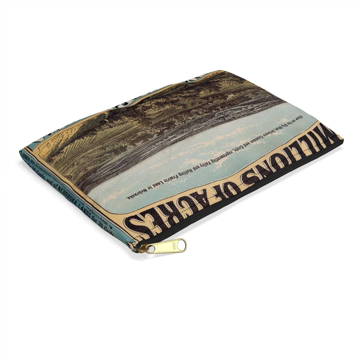 Millions of acres. Iowa and Nebraska. Land for sale on 10 years credit by the Burlington & Missouri River R. R. Co. at 6 per ct interest and low prices ... Buffalo. N. Y. Commercial advertiser printing house [1872]. Large Organizer Pouch with Black Zipper