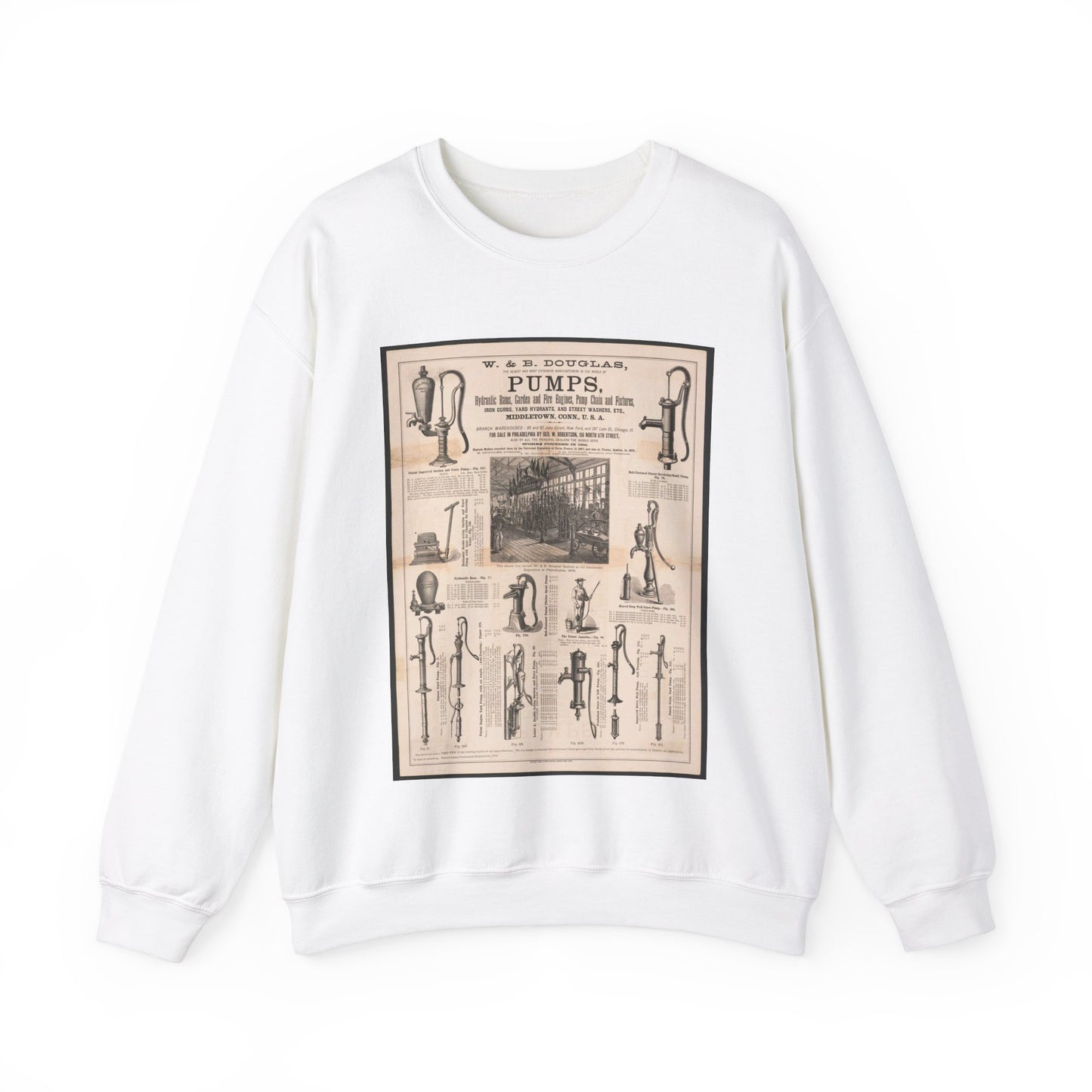 W. & B. Douglas, the oldest and most extensive manufacturers in the world of pumps White Heavy Blend Adult Crew Neck SweatShirt