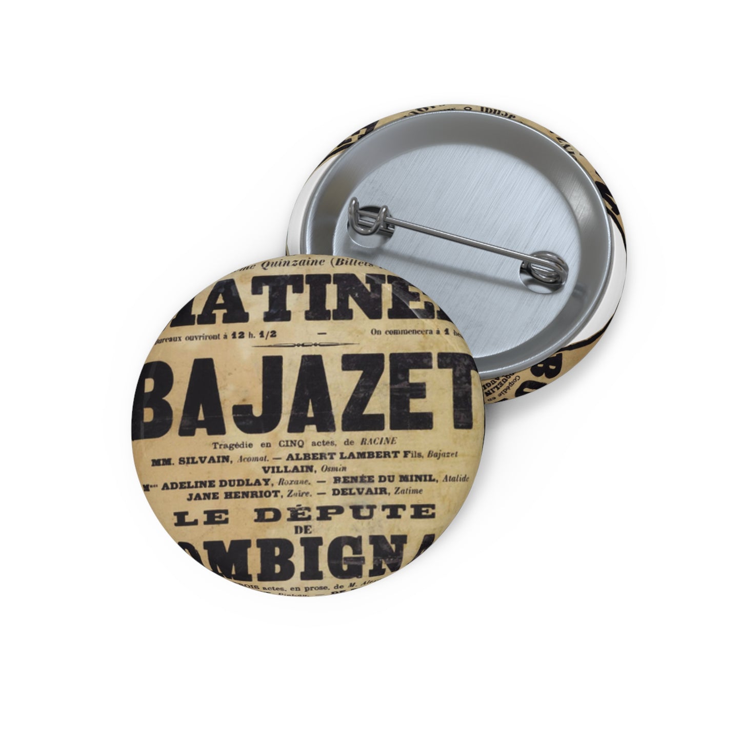 Poster of Bajazet 1900 - A poster advertising a concert in paris Pin Buttons with Crisp Design