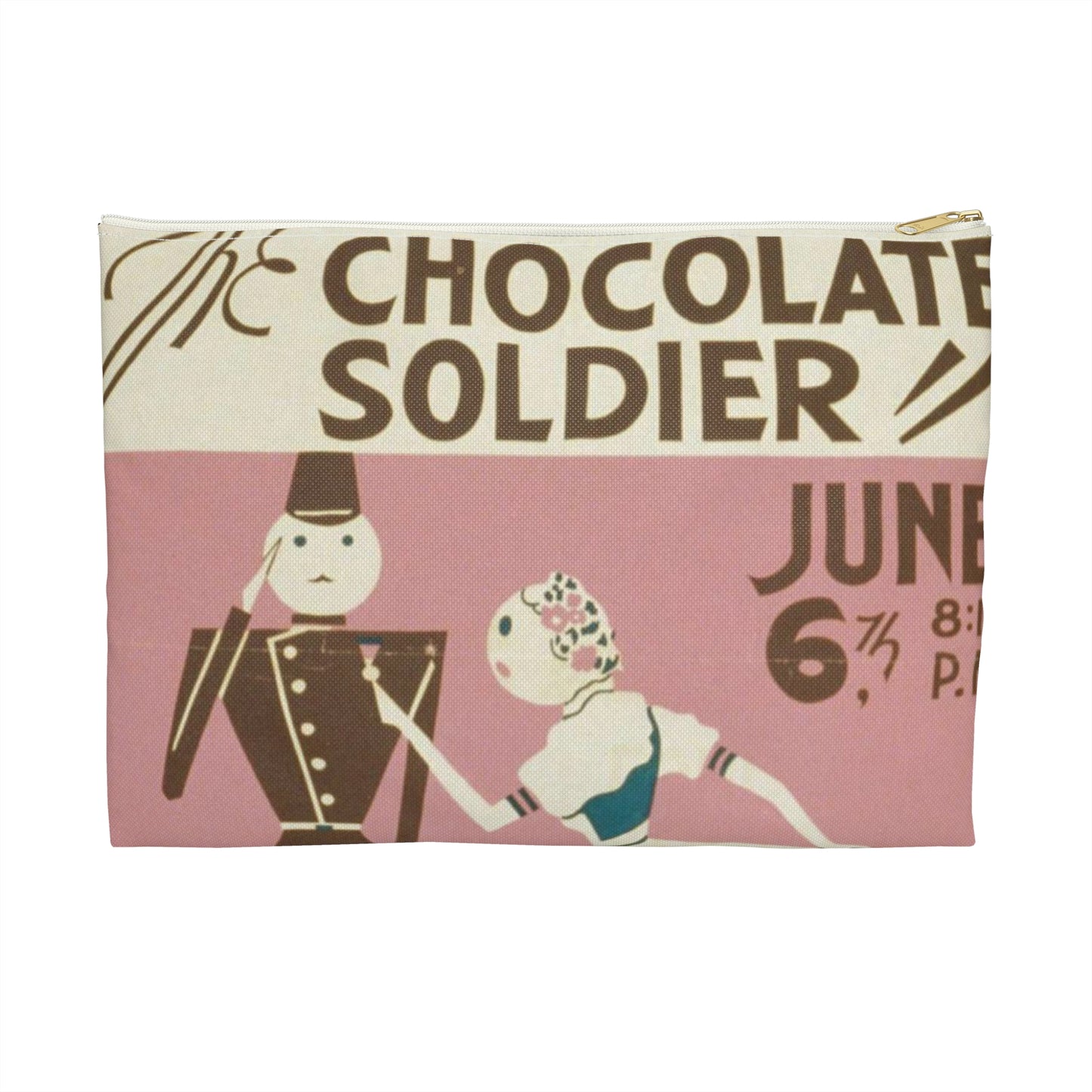 "The chocolate soldier" - WPA poster, Public domain, Library of Congress Large Organizer Pouch with Black Zipper