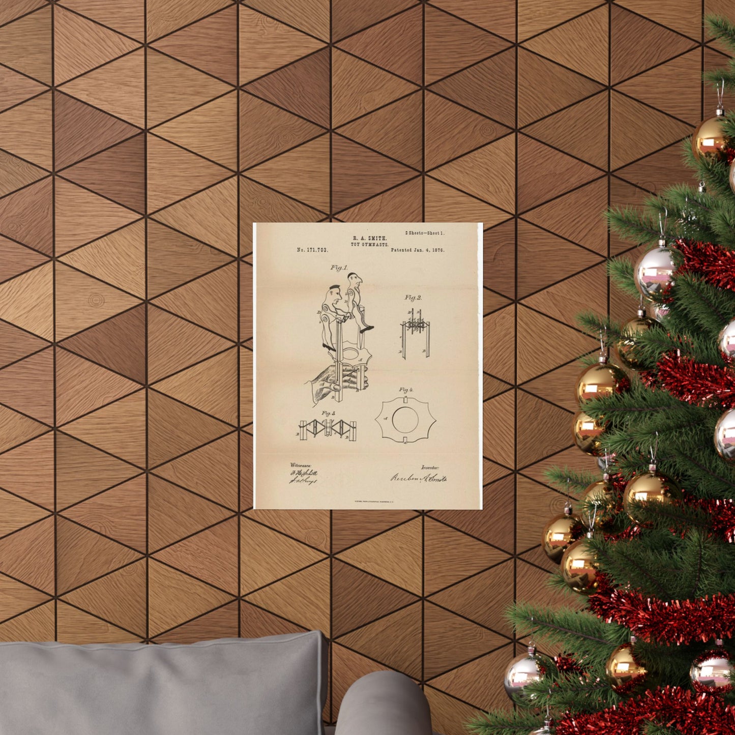 Patent drawing - for a Toy Gymnast Public domain  image High Quality Matte Wall Art Poster for Home, Office, Classroom
