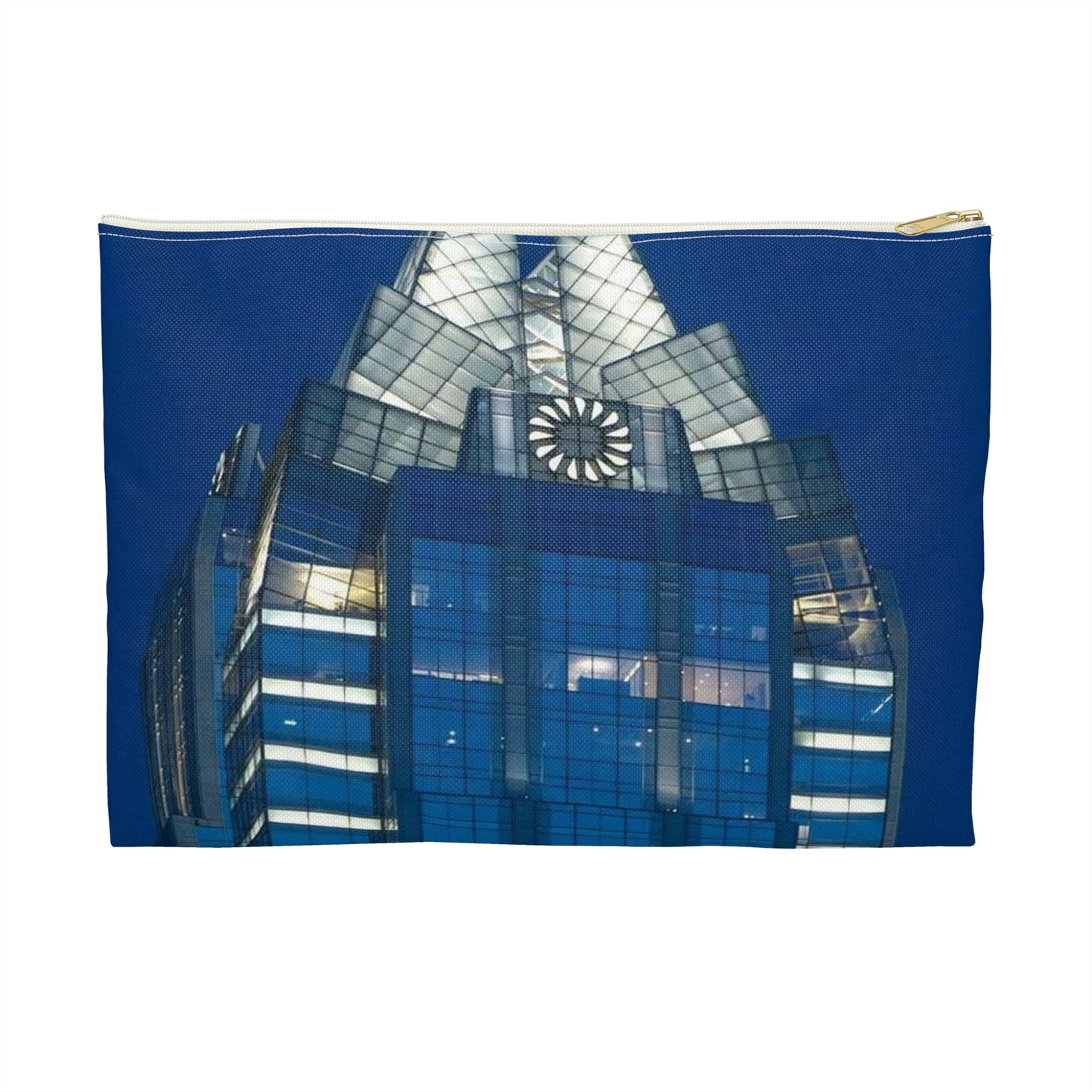 The upper reaches of Frost Bank Tower, a prominent Austin, Texas, skyscraper Large Organizer Pouch with Black Zipper