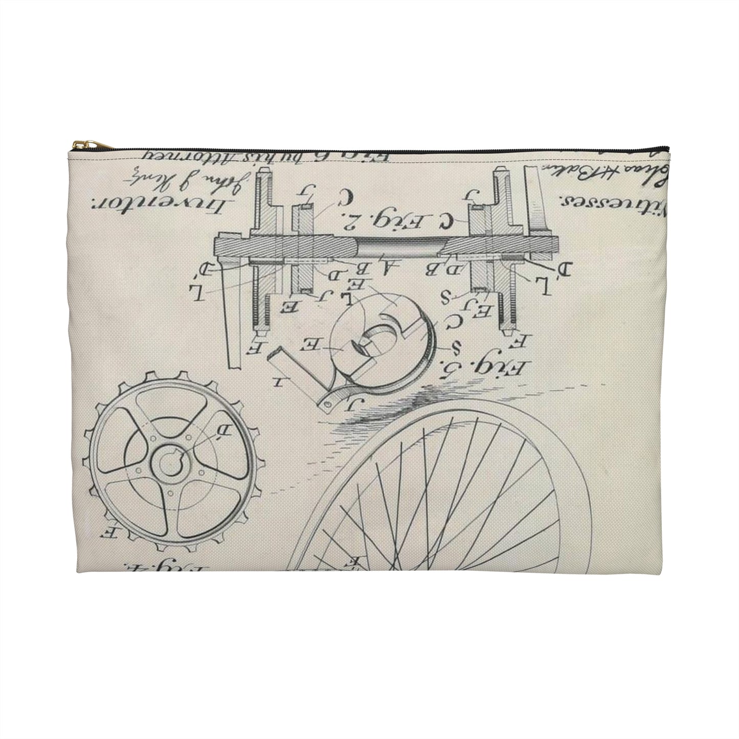 Patent drawing - for J. J. Hentz' Bicycle Public domain  image Large Organizer Pouch with Black Zipper