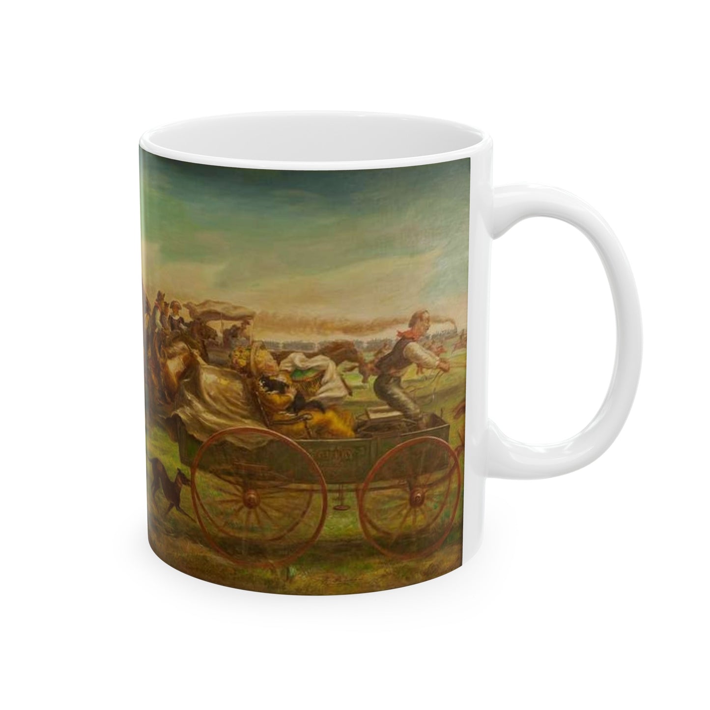 Mural: The Oklahoma Land Rush, April 22, 1889, by John Steuart Curry at the Department of Interior, Washington, D.C. Beautiful Novelty Ceramic Coffee Mug 11oz