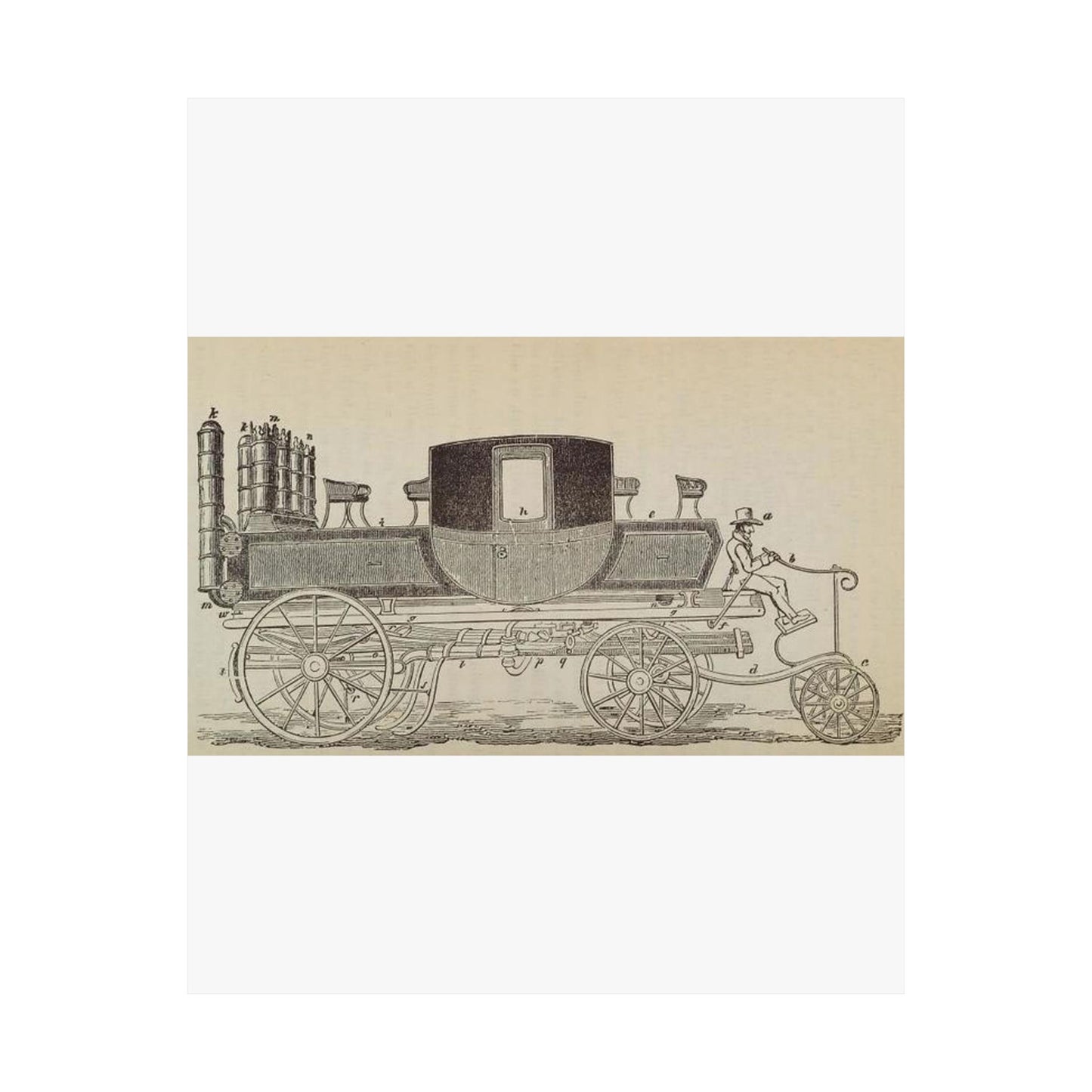 Patent Drawing of Engine - Patent steam carriage, by Mr. Goldsworthy Gurney, of Argyle Street, London, 1826 Public domain  image High Quality Matte Wall Art Poster for Home, Office, Classroom