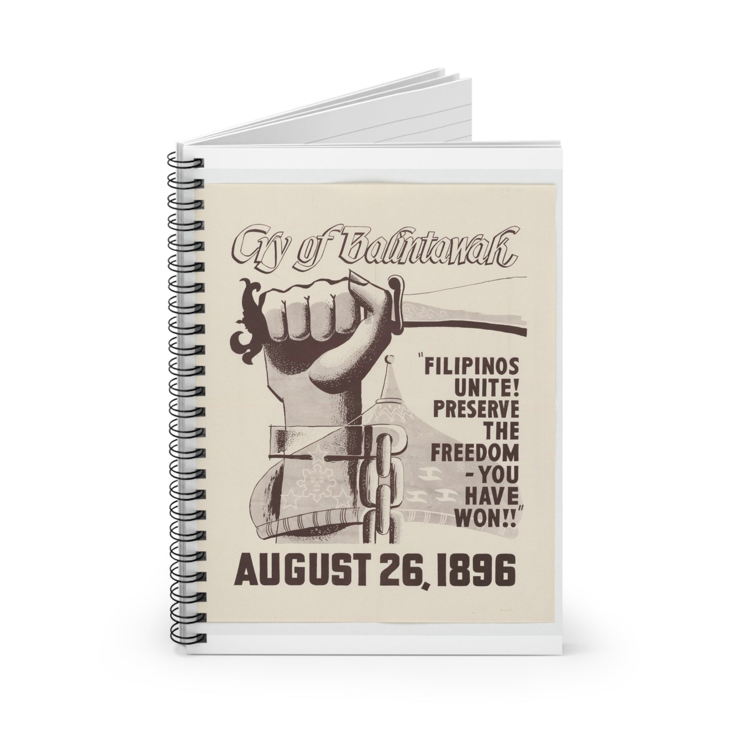 Cry of Balintawak - Drawing. Public domain image. Spiral Bound Ruled Notebook with Printed Cover