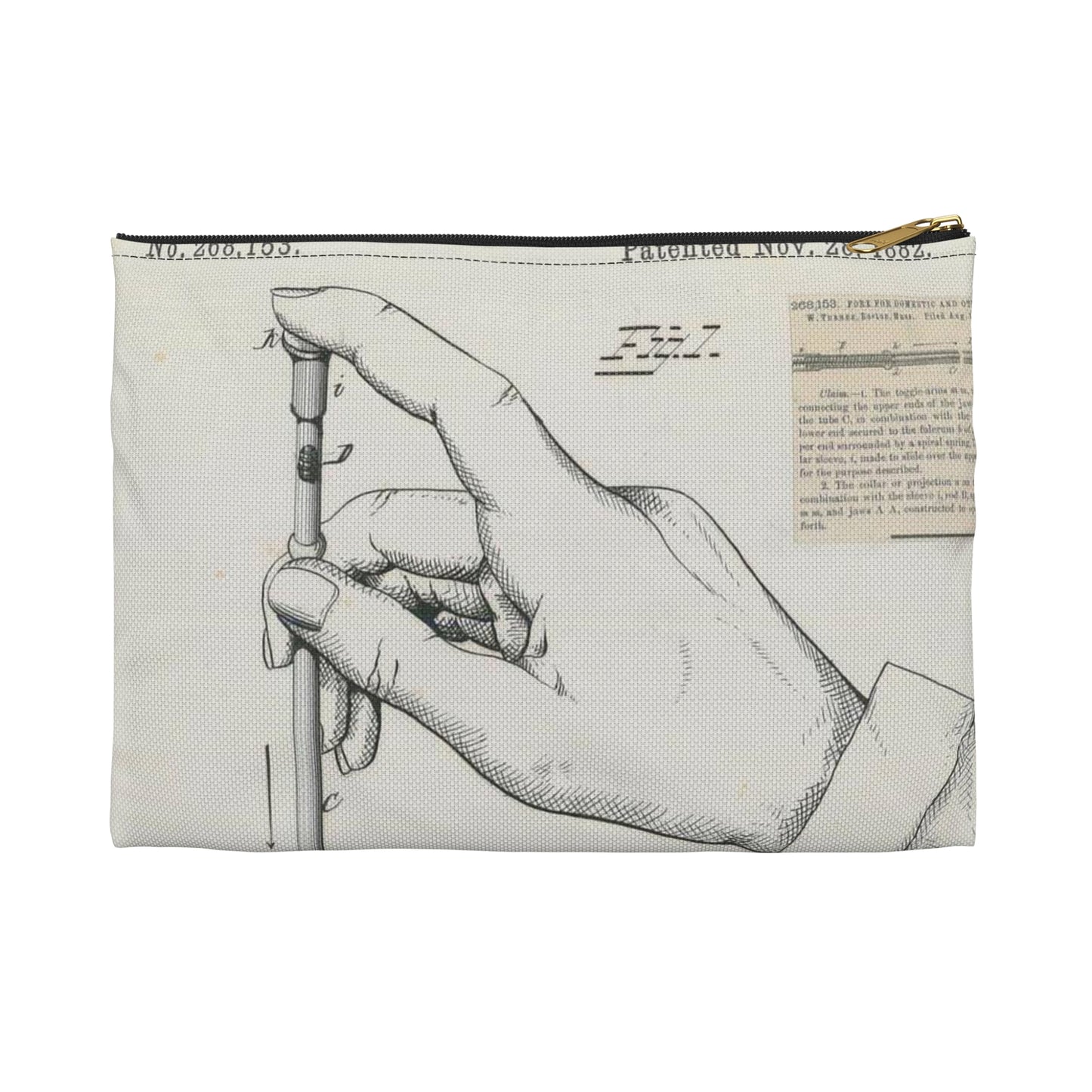 Patent drawing - for R. W. Turner's Fork for Domestic and Other Uses Public domain  image Large Organizer Pouch with Black Zipper