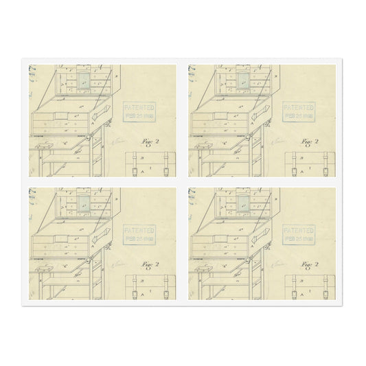 Patent Drawing of Engine - Drawing of a Travelers Trunk Public domain  image Laminated UV Protective Vinyl Stickers