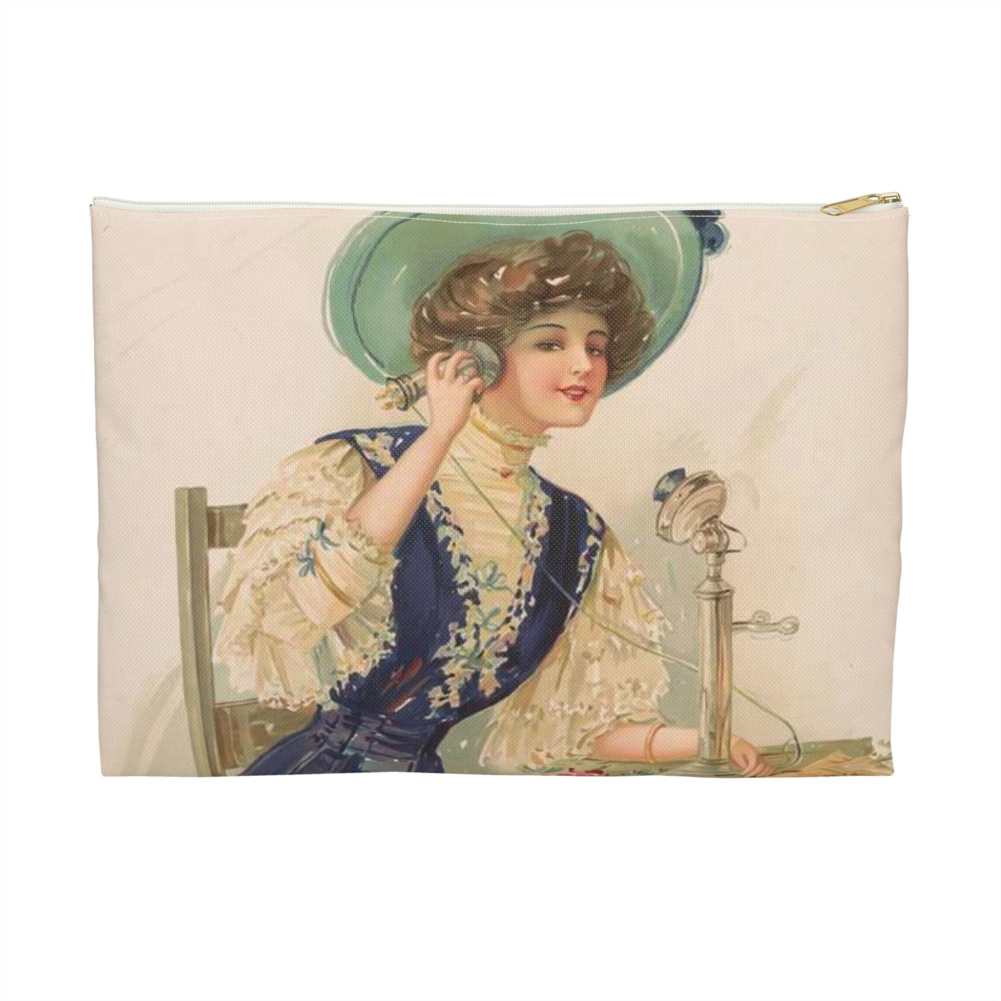 Society maid, no. 4 - Victorian era public domain image Large Organizer Pouch with Black Zipper