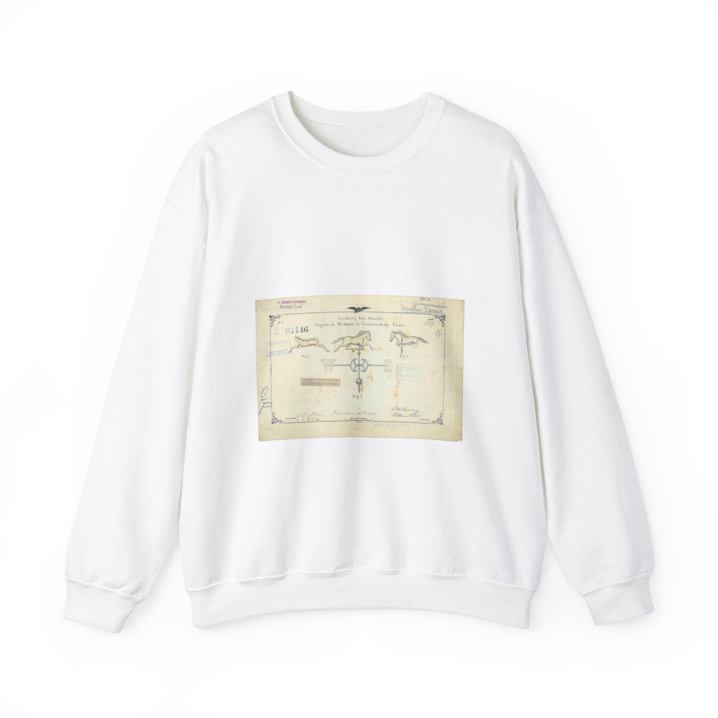 Patent drawing - Drawing of an Improved Method of Constructing Vanes Public domain  image White Heavy Blend Adult Crew Neck SweatShirt