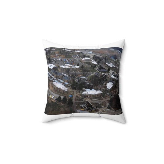 An aerial view of the Muscatatuck Urban Training Center Decorative Accent Square Pillow