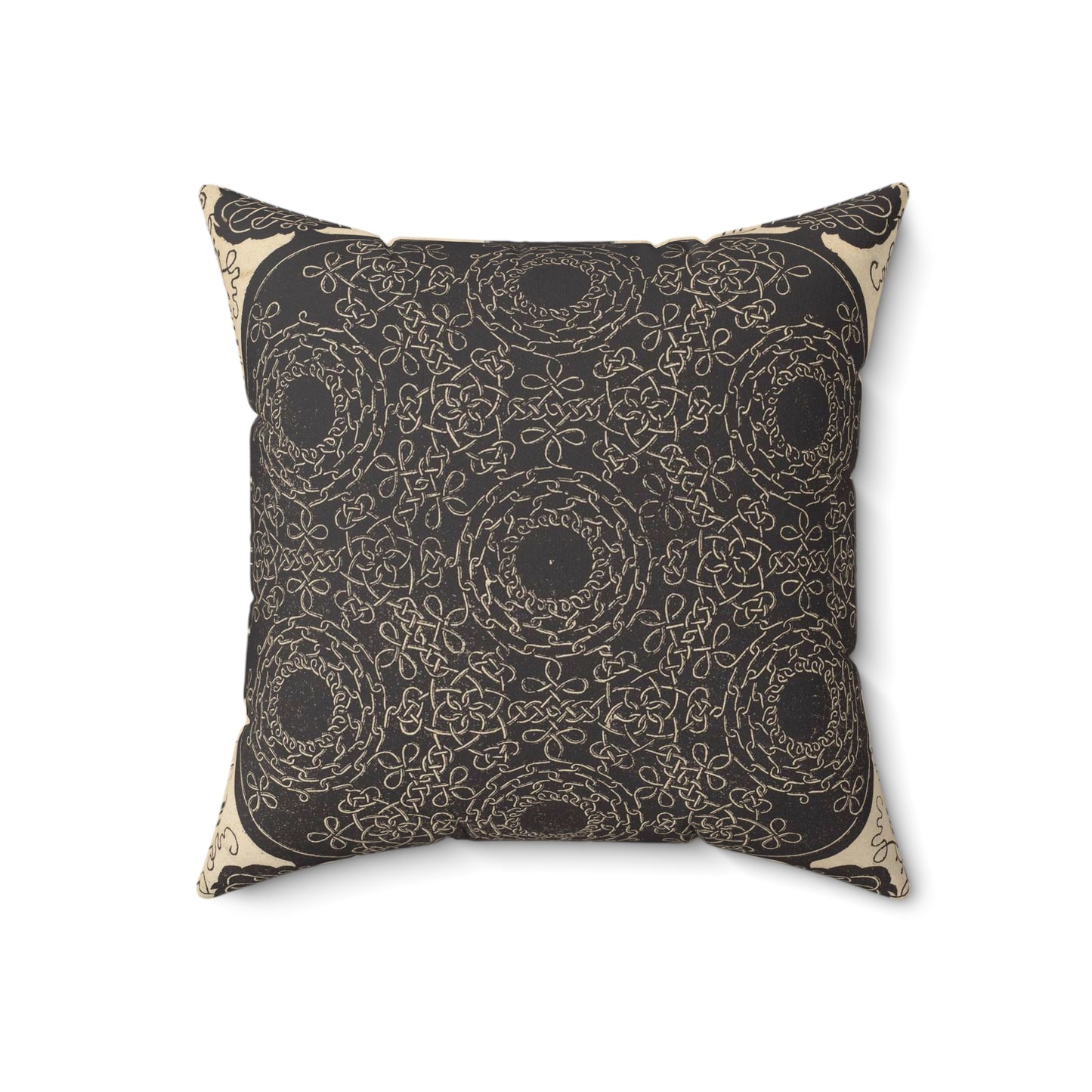 The Fourth Knot (combining seven circular groups of knots with black centers) Decorative Accent Square Pillow