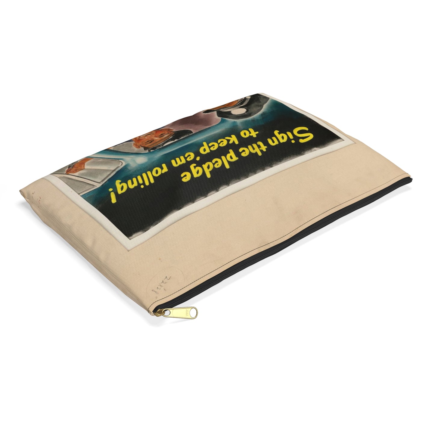 Sign the pledge to keep'em rolling! U.S. Truck Conservation Corps - U.S. Office of Defense Transportation Large Organizer Pouch with Black Zipper