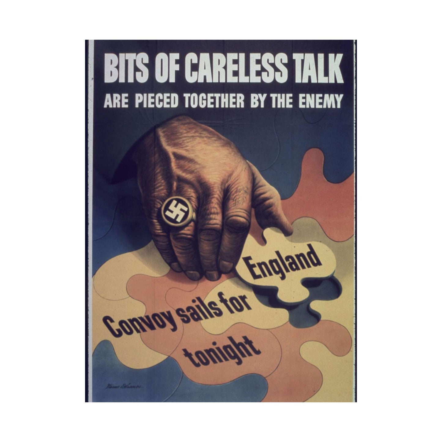 "Bits of careless talk are pieced together by the enemy" - NARA - 513972 High Quality Matte Wall Art Poster for Home, Office, Classroom