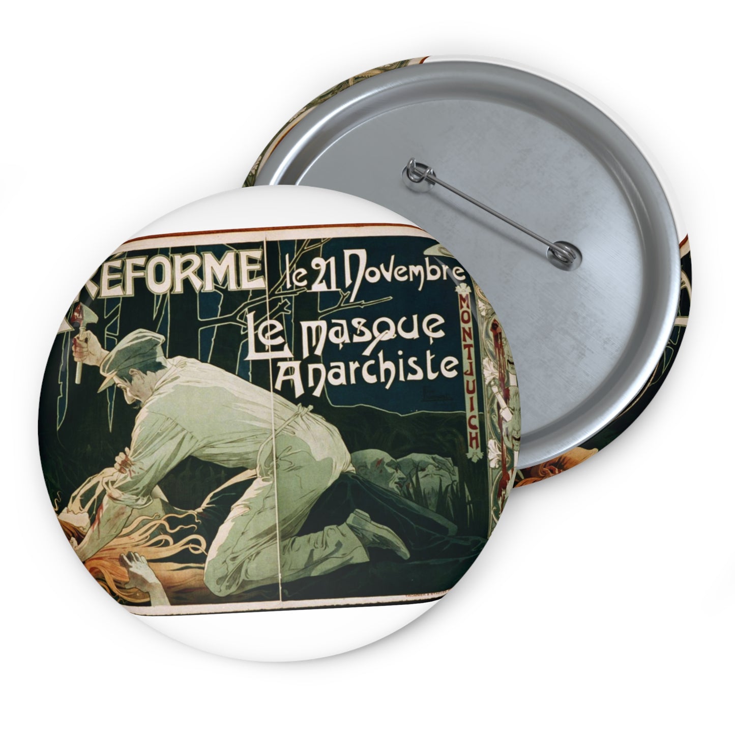 La Réforme, le 21 Novembre, le masque anarchiste Pin Buttons with Crisp Design