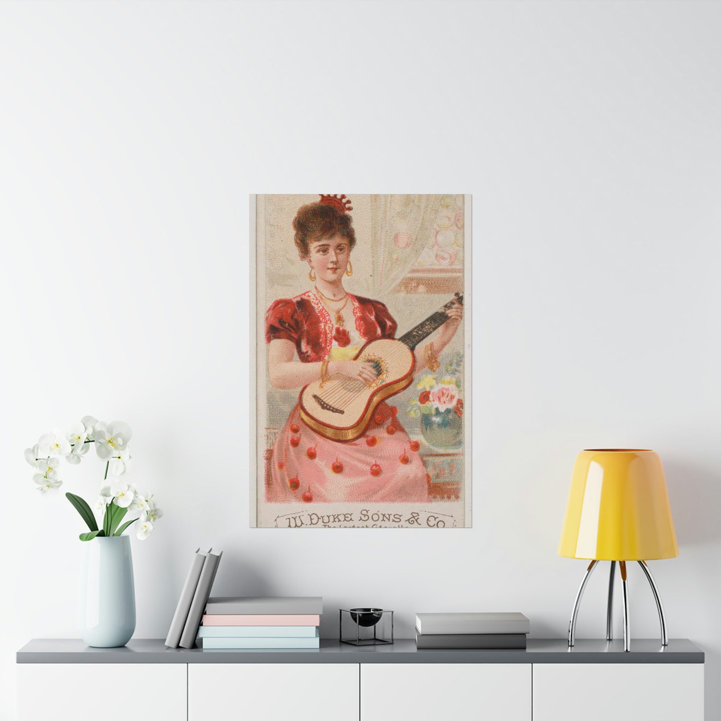 Guitar, from the Musical Instruments series (N82) for Duke brand cigarettes High Quality Matte Wall Art Poster for Home, Office, Classroom