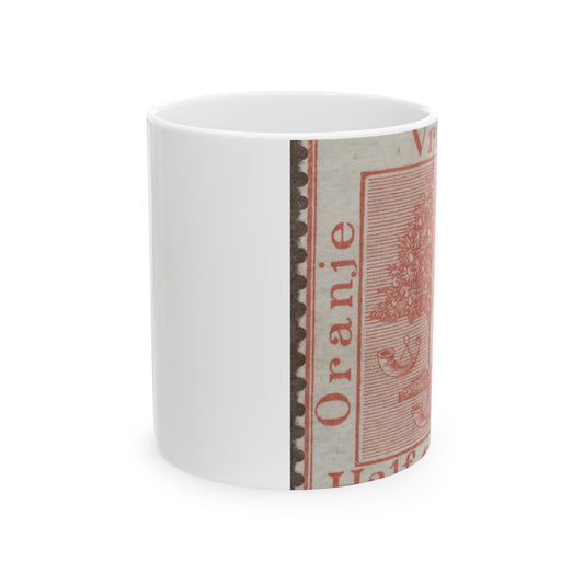 Frimärke ur Gösta Bodmans filatelistiska motivsamling, påbörjad 1950.Frimärke från Oranje -Fristaten. Motiv av apelsinträd med frukter och posthorn. Beautiful Novelty Ceramic Coffee Mug 11oz