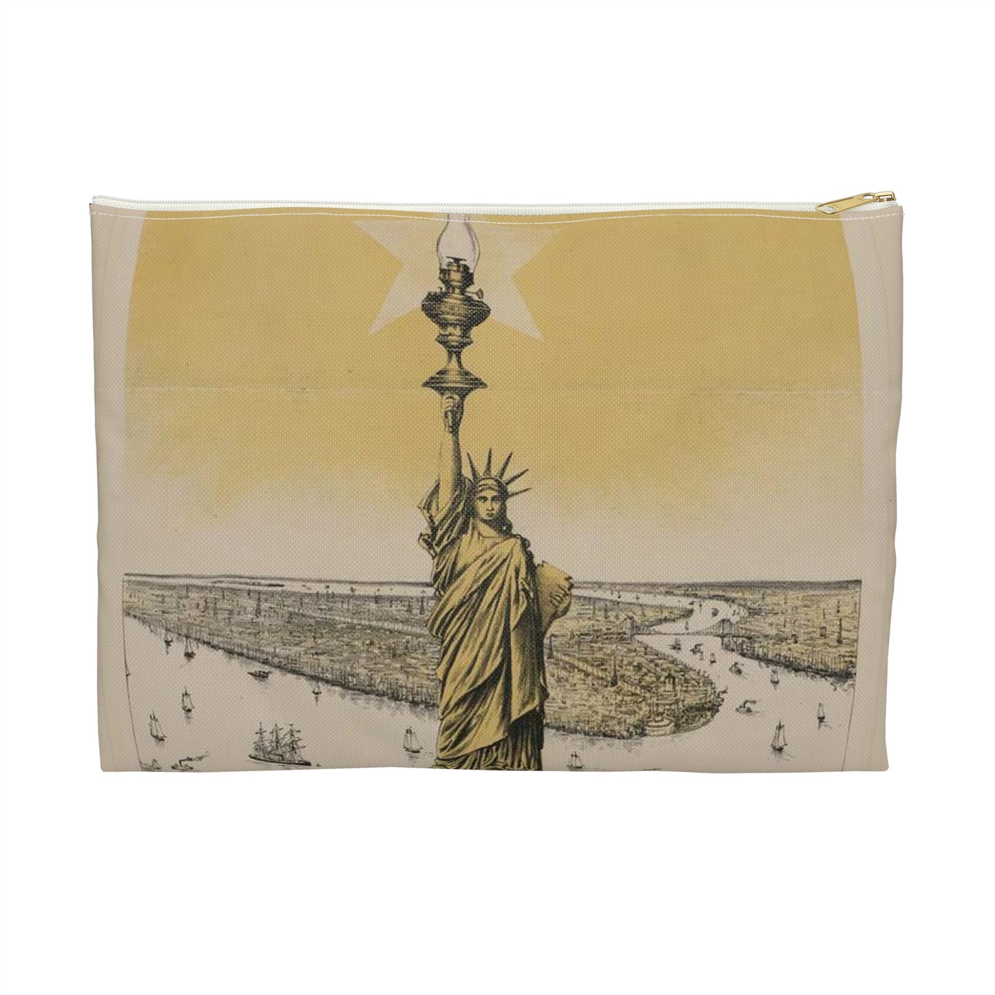 The great Bartholdi statue, Liberty enlightening the world with the world renowned and beautiful Star Lamp. Large Organizer Pouch with Black Zipper