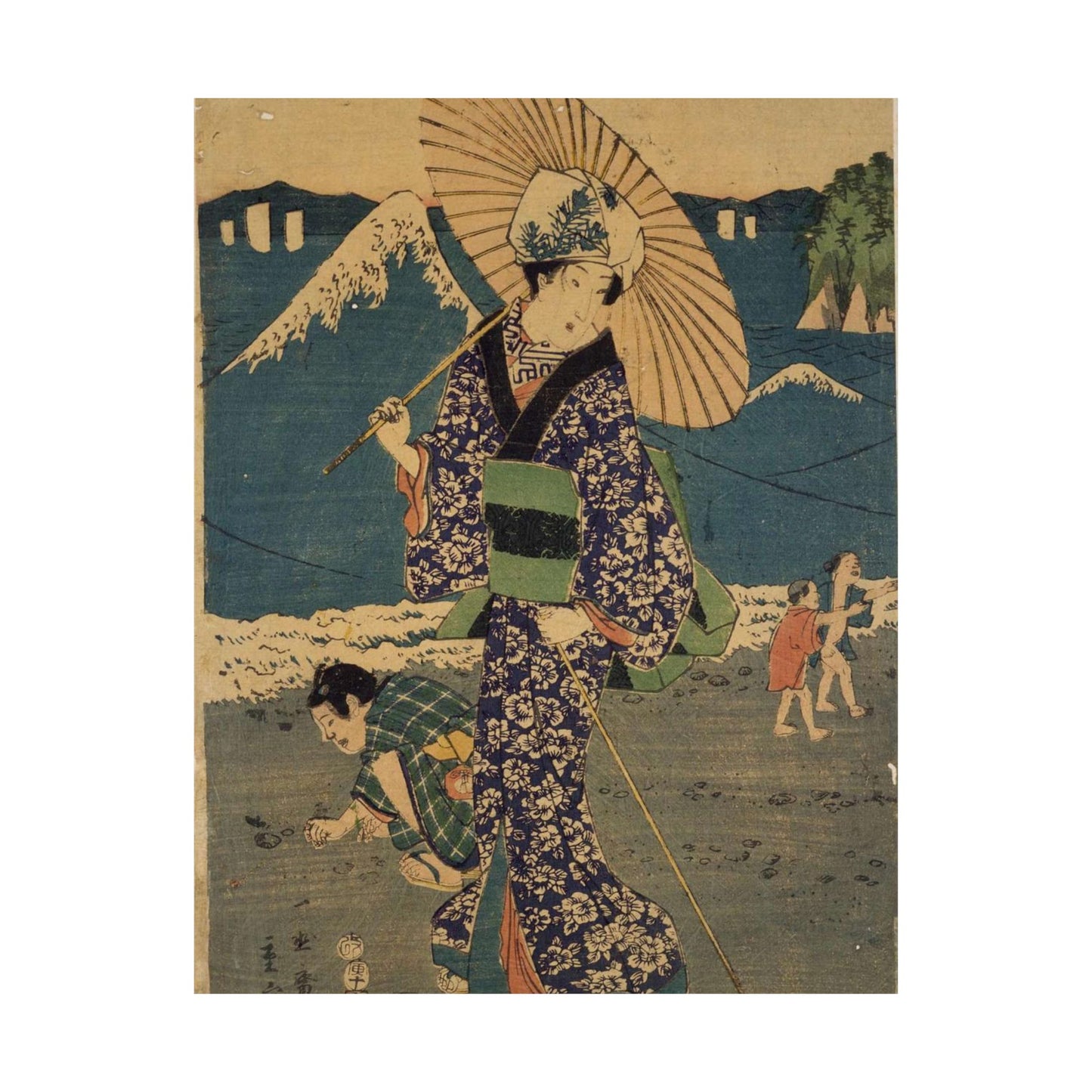 NDL-DC 1301718 03-Utagawa Hiroshige II-相州江のしま詣之図-安政1-crd High Quality Matte Wall Art Poster for Home, Office, Classroom