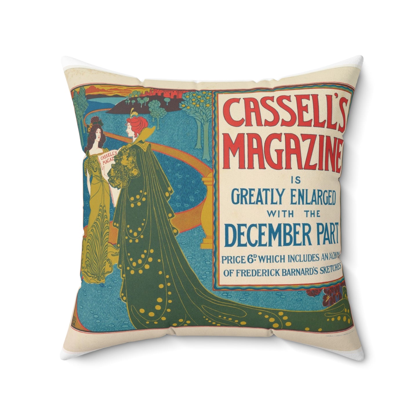 Louis Rhead - Cassell's Magazine: December Decorative Accent Square Pillow