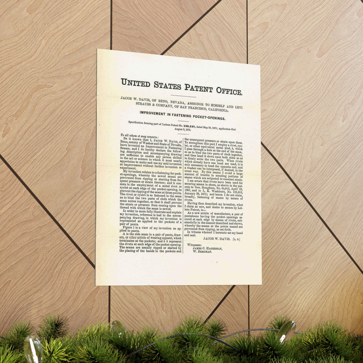 Patent Case File No. 139,121, Improvement in Fastening Pocket Openings, Inventor- Jacob W. Davis - DPLA - afb017b06366ded5b3d9735cb413b735 (page 29) High Quality Matte Wall Art Poster for Home, Office, Classroom