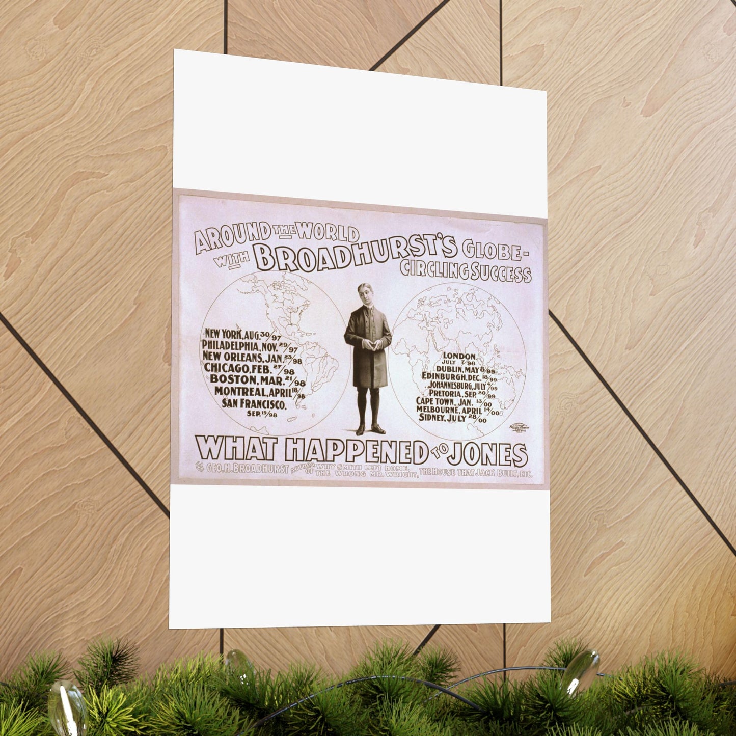 Around the world with Broadhurst's globe-circling success, What happened to Jones by George H. Broadhurst, author of Why Smith left home, The wrong Mr. Wright, The house that Jack built, etc. High Quality Matte Wall Art Poster for Home, Office, Classroom